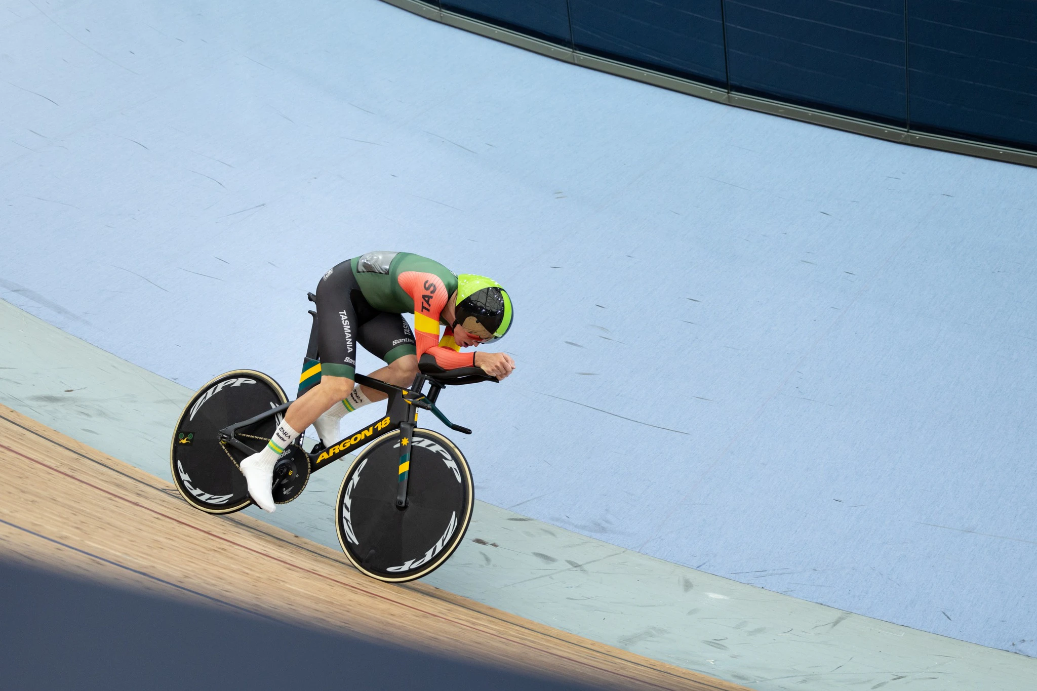 Josh Duffy during individual pursuit qualifying at the 2024 AusCycling Track National Championships in Brisbane. Picture: Mackenzie Sweetnam