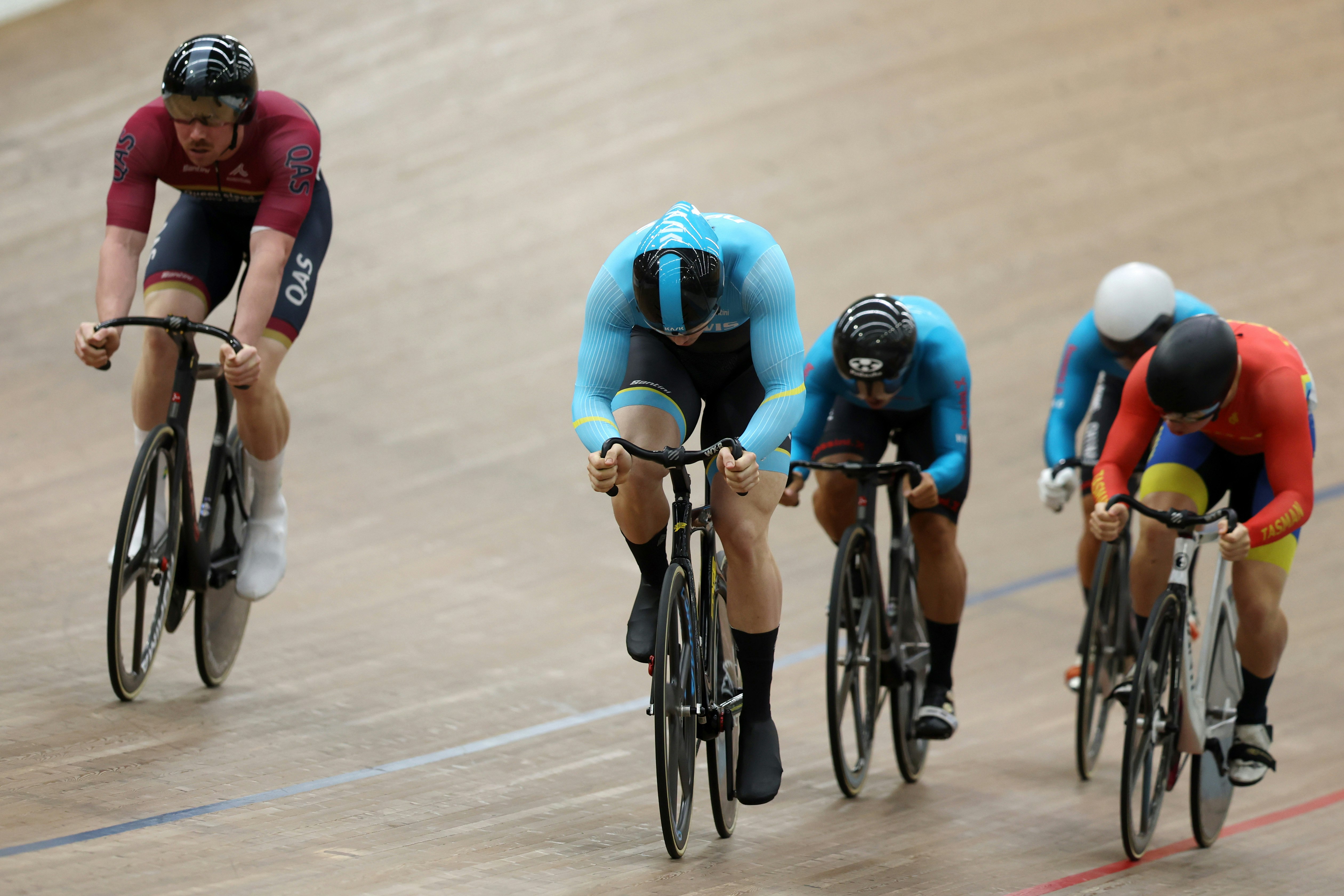 Danny Barber racing the UCI C1 Keirin at the Quest Ivanhoe 127th Austral Wheelrace. Picture: Con Chronis