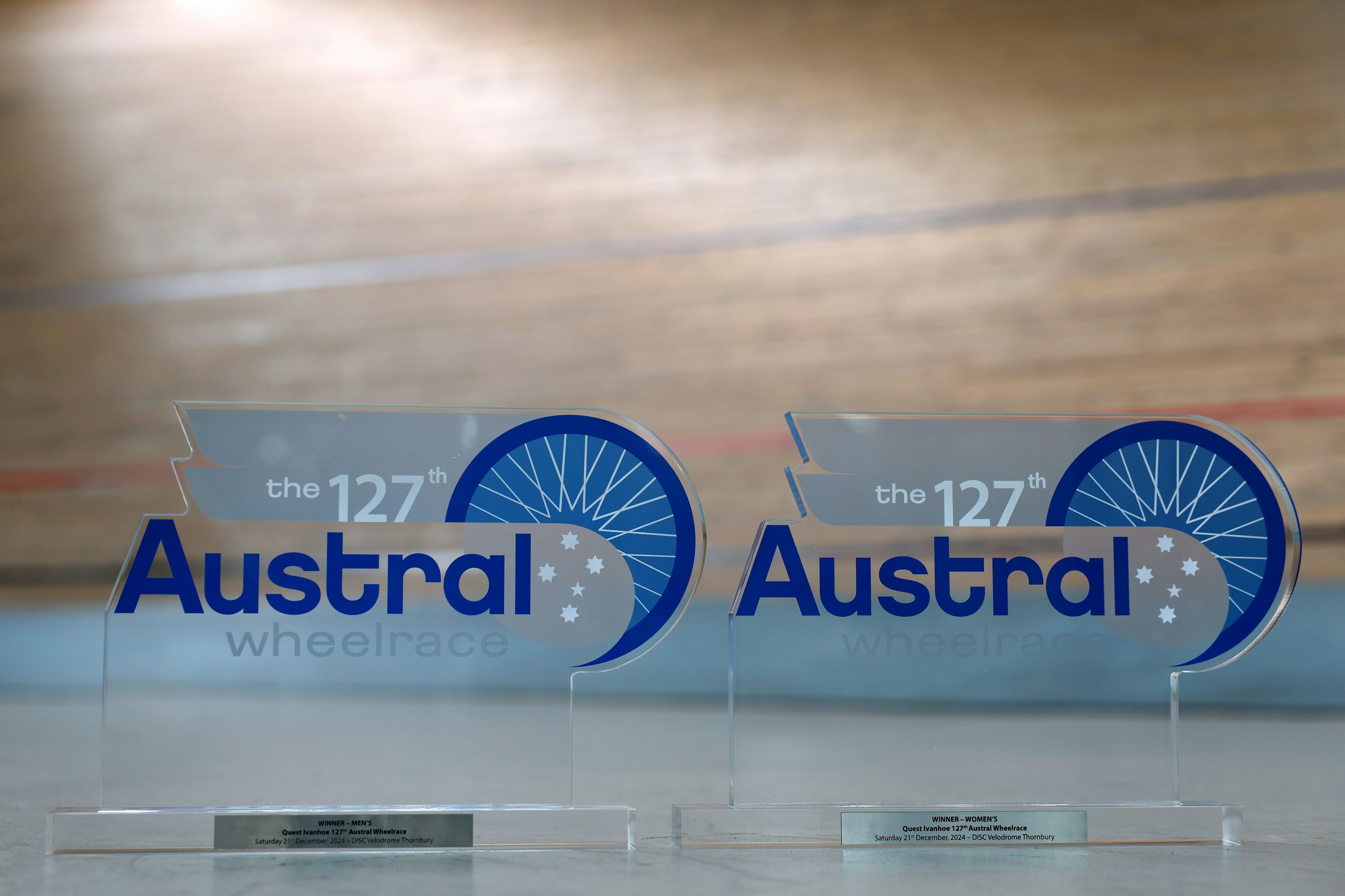Quest Ivanhoe 127th Austral Wheelrace trophies. Picture: Con Chronis