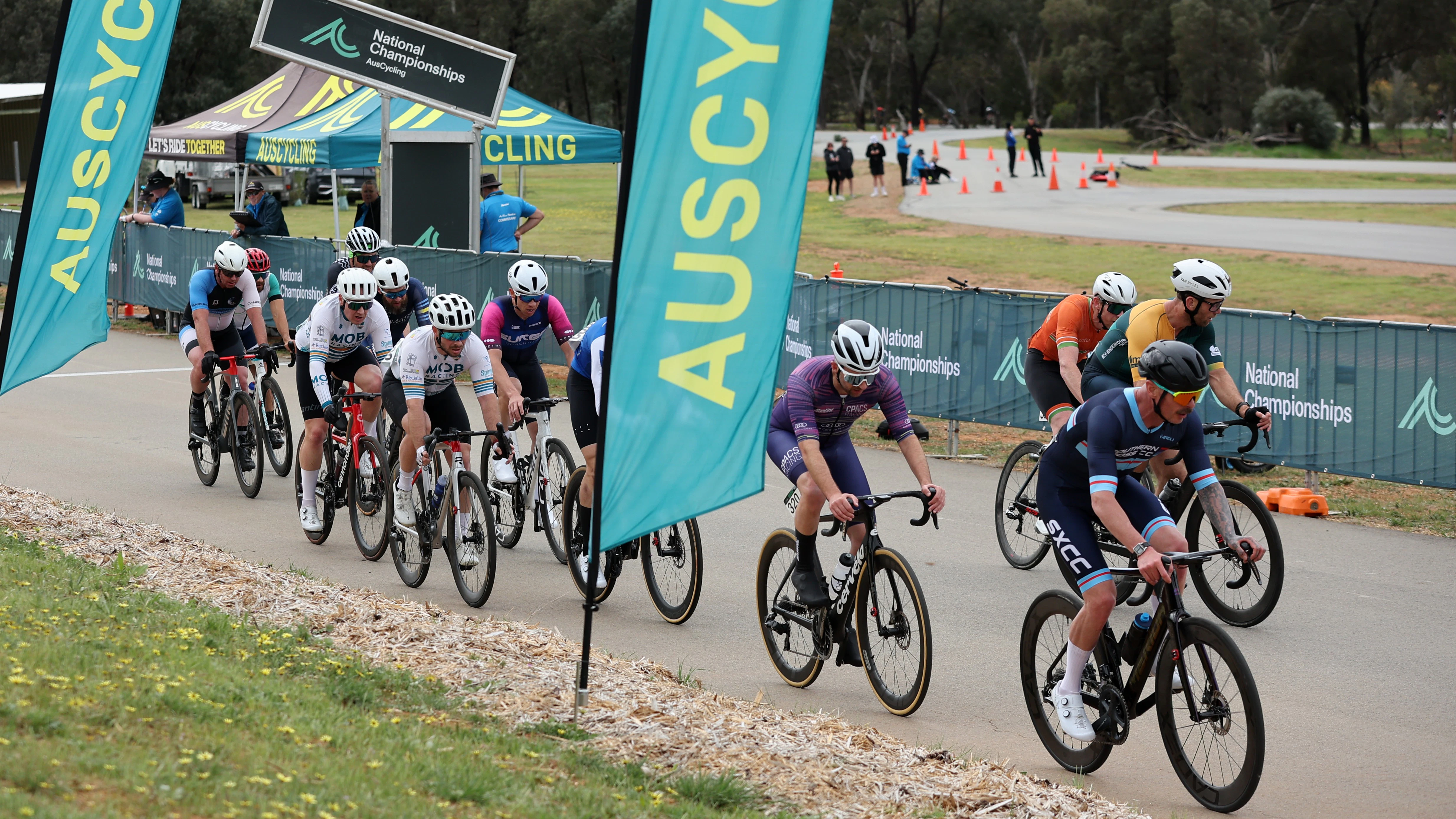 Masters men cyclists compete in an AusCycling road national championships in Wagga Wagga
