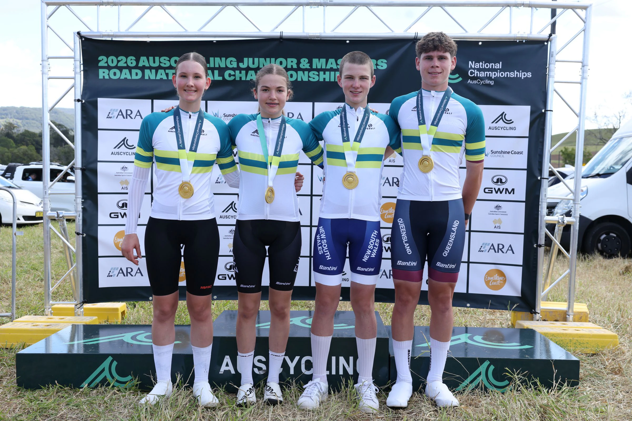Junior individual time trial winners at the 2026 AusCycling Junior & Masters Road National Championships at Yandina on the Sunshine Coast