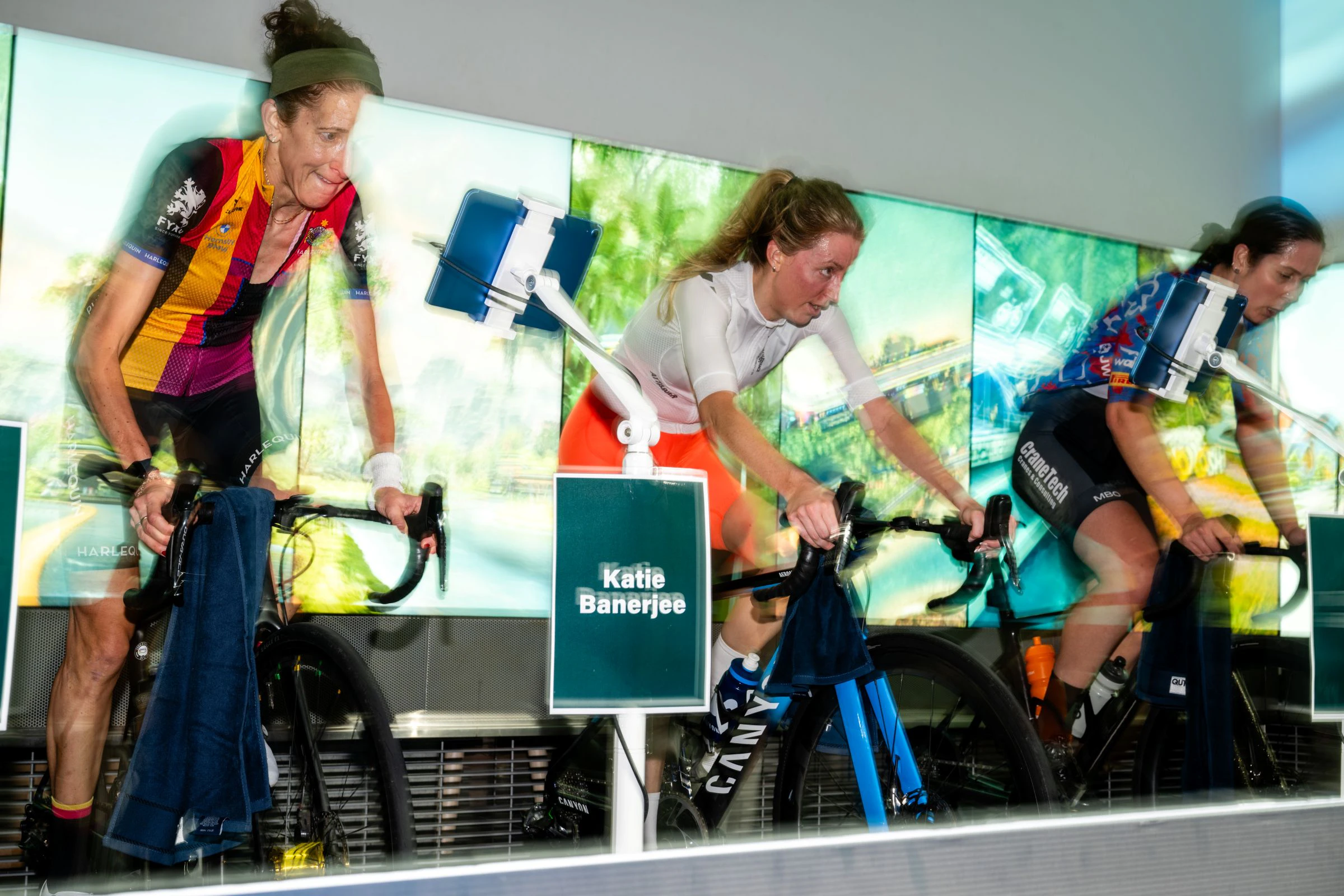 Esports cyclists competing in an AusCycling Esports event