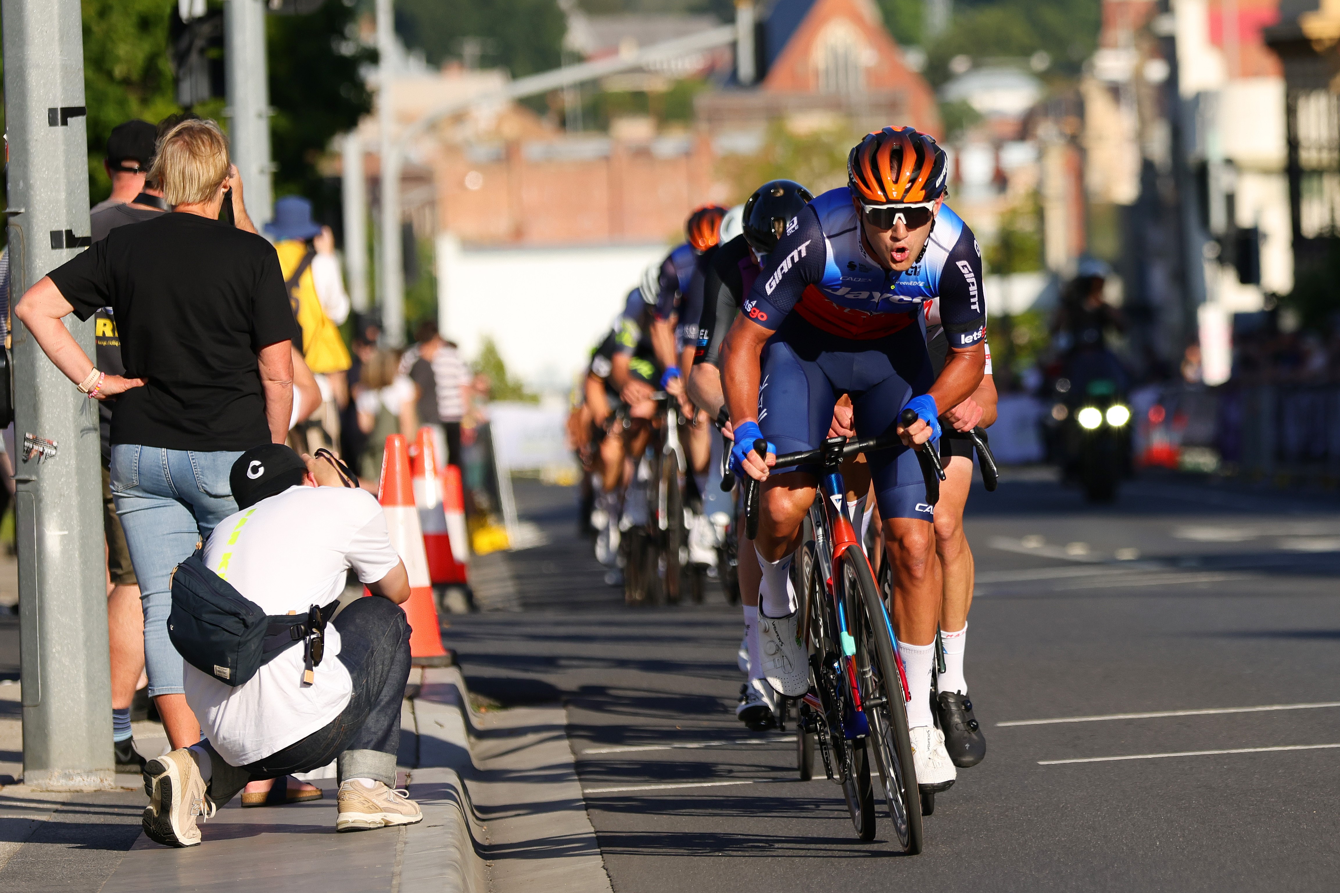 Blake Quick attacks during the 2024 National Criterium Championships in Ballarat