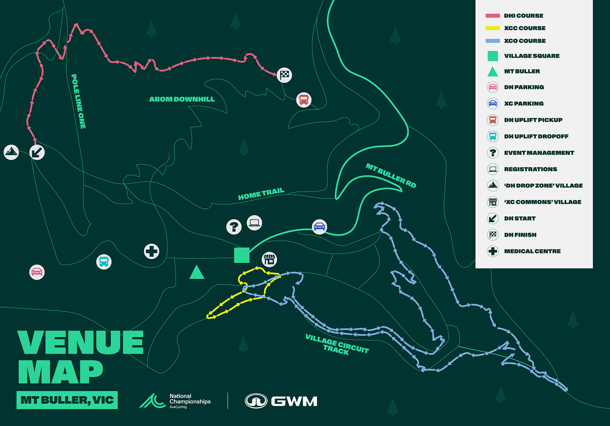 2025 GWM Mountain Bike National Championships Venue Map