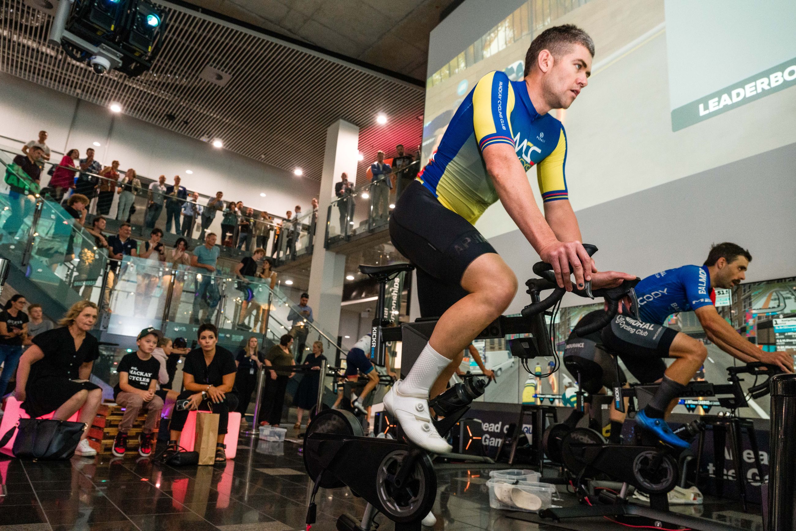 Kyle Marwood competes at QUT's The Cube during the 2025 AusCycling Esports National Championships