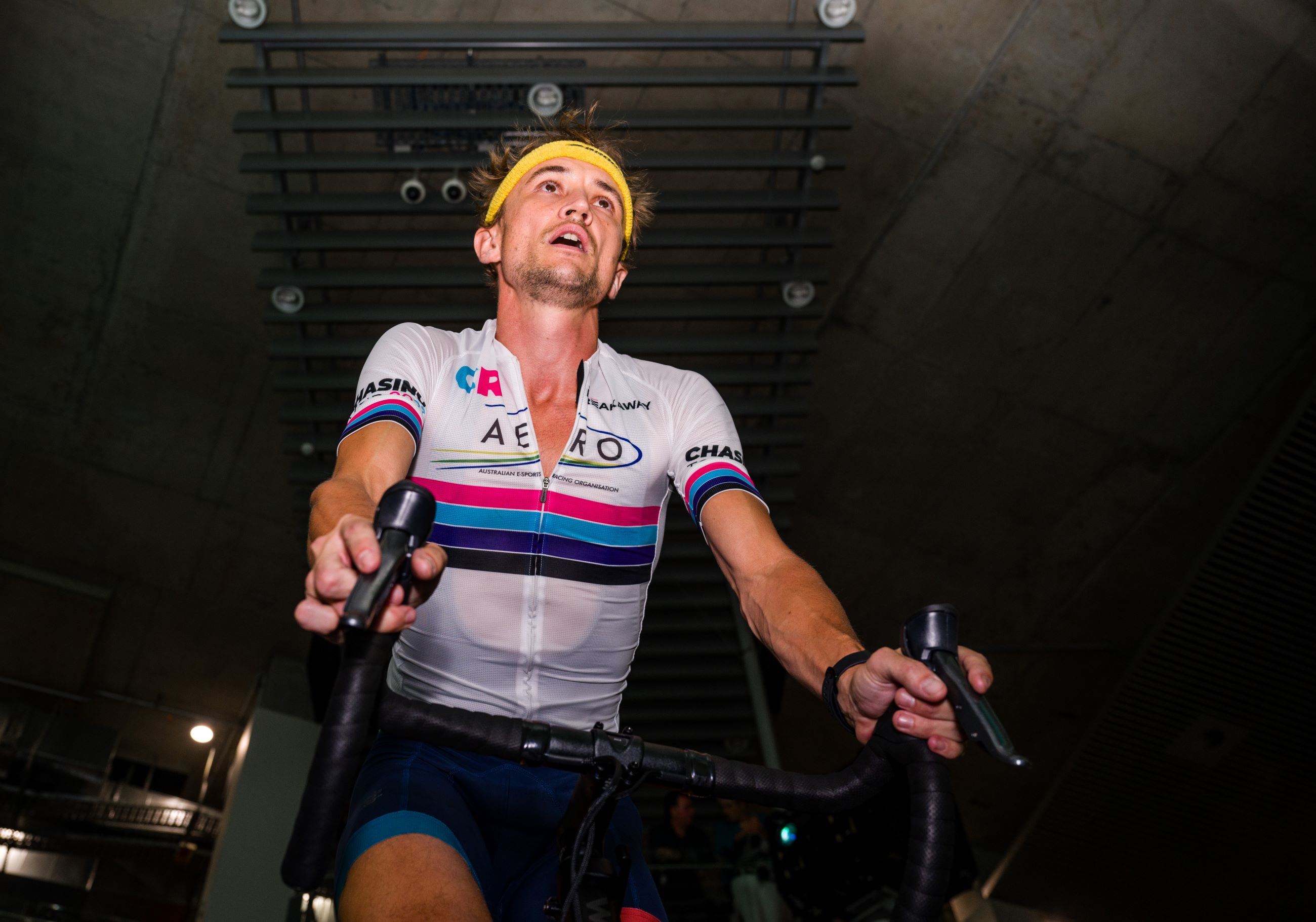 Australian esports cyclist Joshua Harris (Josh Harris) competing at the 2024 AusCycling Esports National Championships at the Cube, Brisbane, QLD