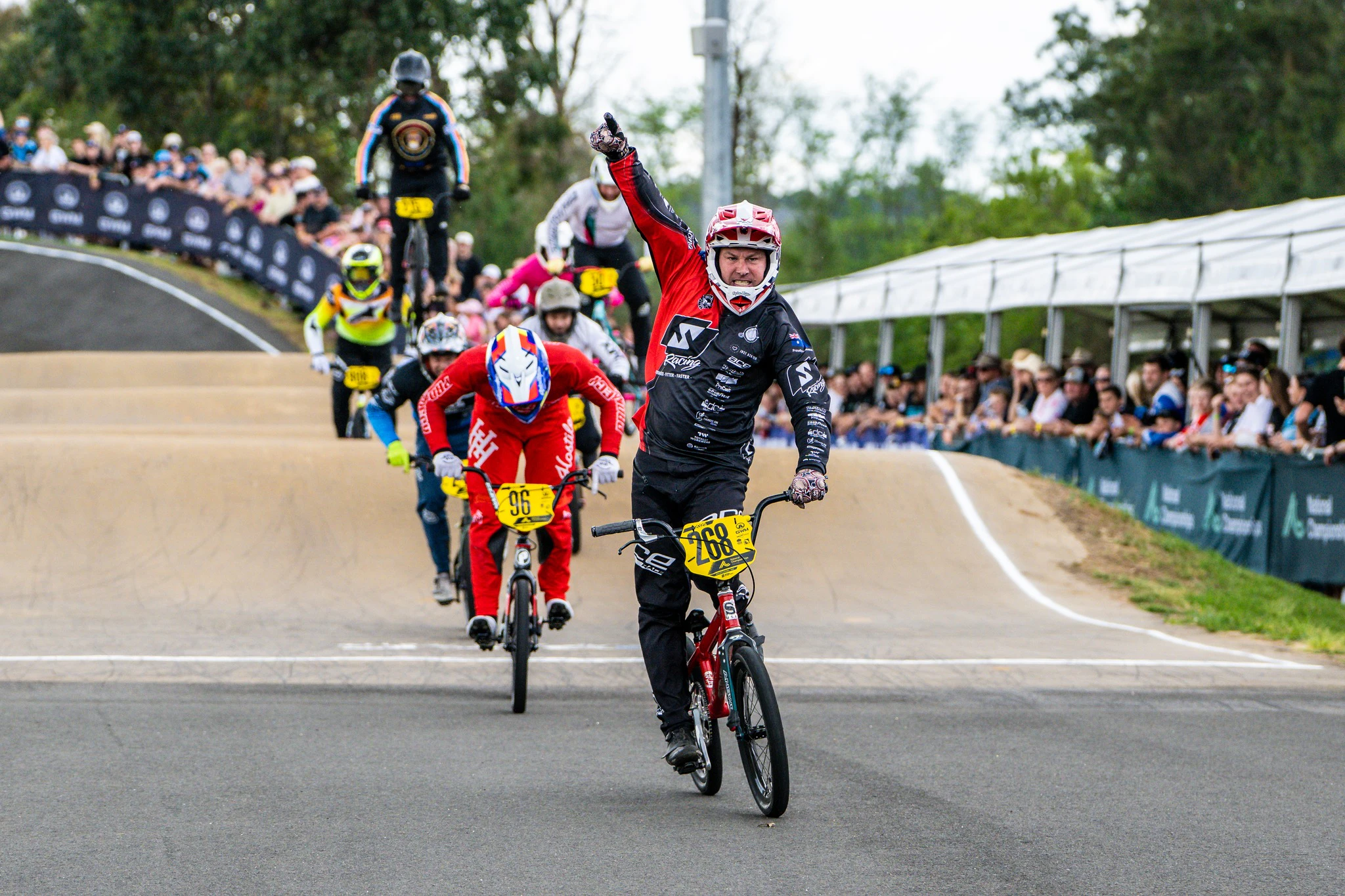 Troy Roberts wins 35-39 Men at the 2025 GWM BMX Racing National Championships at Macarthur BMX Club. Picture: Get Snapt
