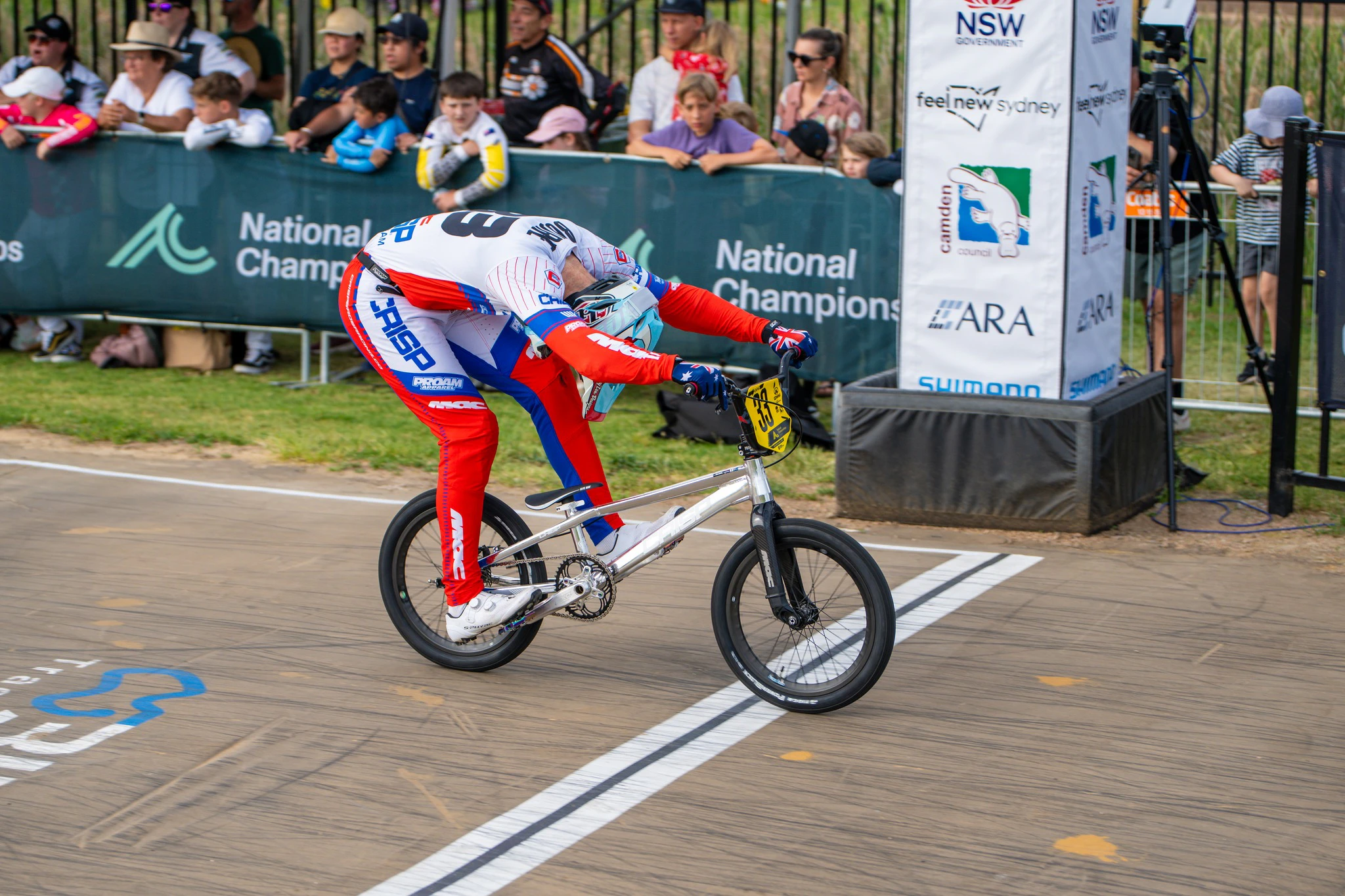 Zane Bourke racing at Round 7 of the 2025 AusCycling BMX Racing National Series at Macarthur BMX Club. Picture: Get Snapt