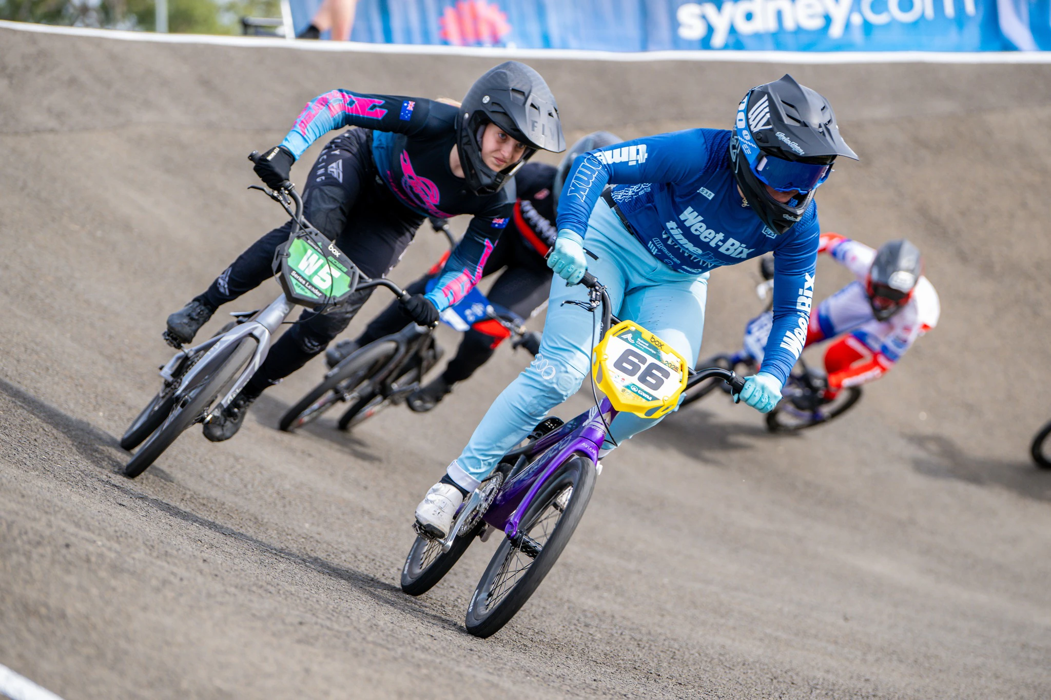 Sienna Pal racing at Round 7 of the 2025 AusCycling BMX Racing National Series at Macarthur BMX Club. Picture: Get Snapt/Mel Faull