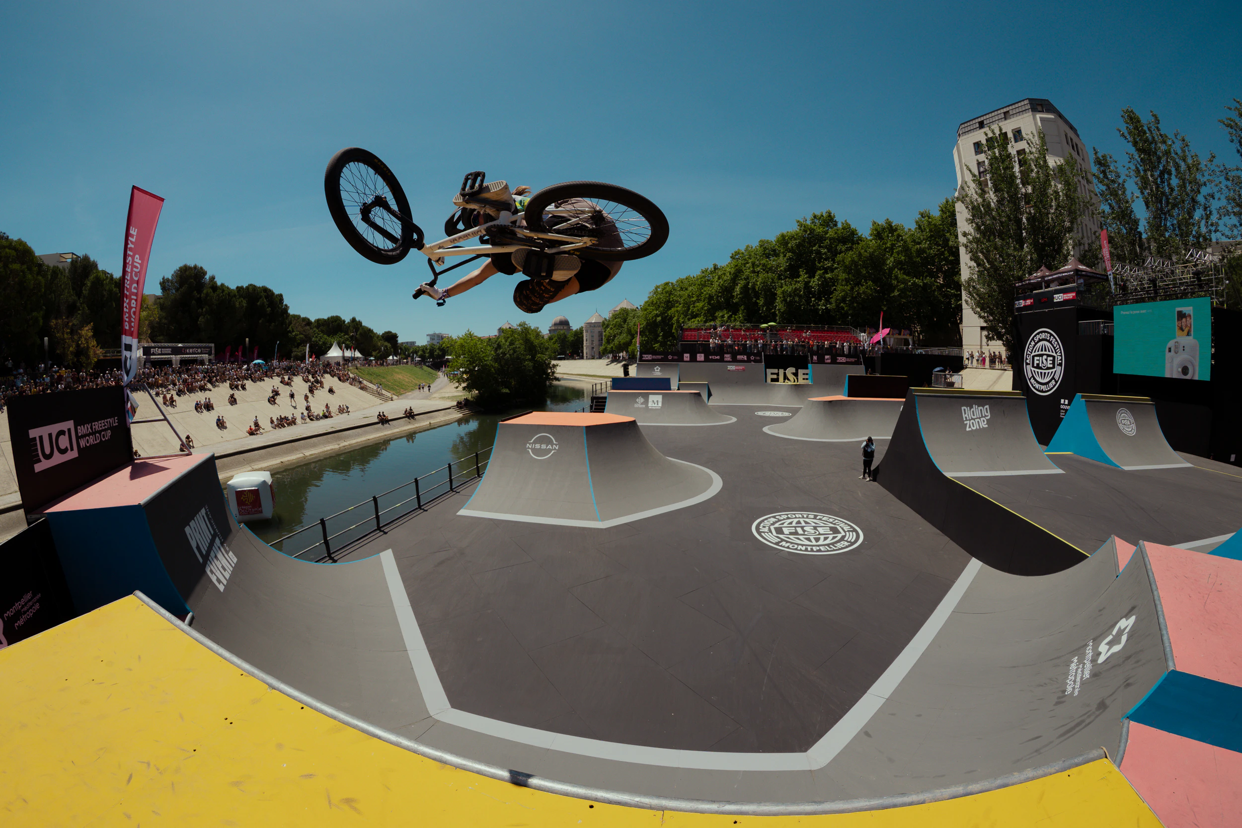Sarah Nicki competing at the 2025 UCI BMX Freestyle World Cup in Montpellier, France. Picture: Matthieu Metivet
