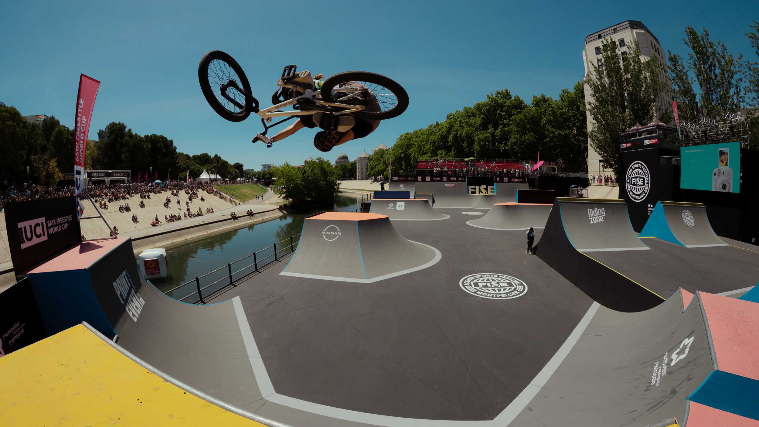 Sarah Nicki competing at the 2025 UCI BMX Freestyle World Cup in Montpellier, France. Picture: Matthieu Metivet