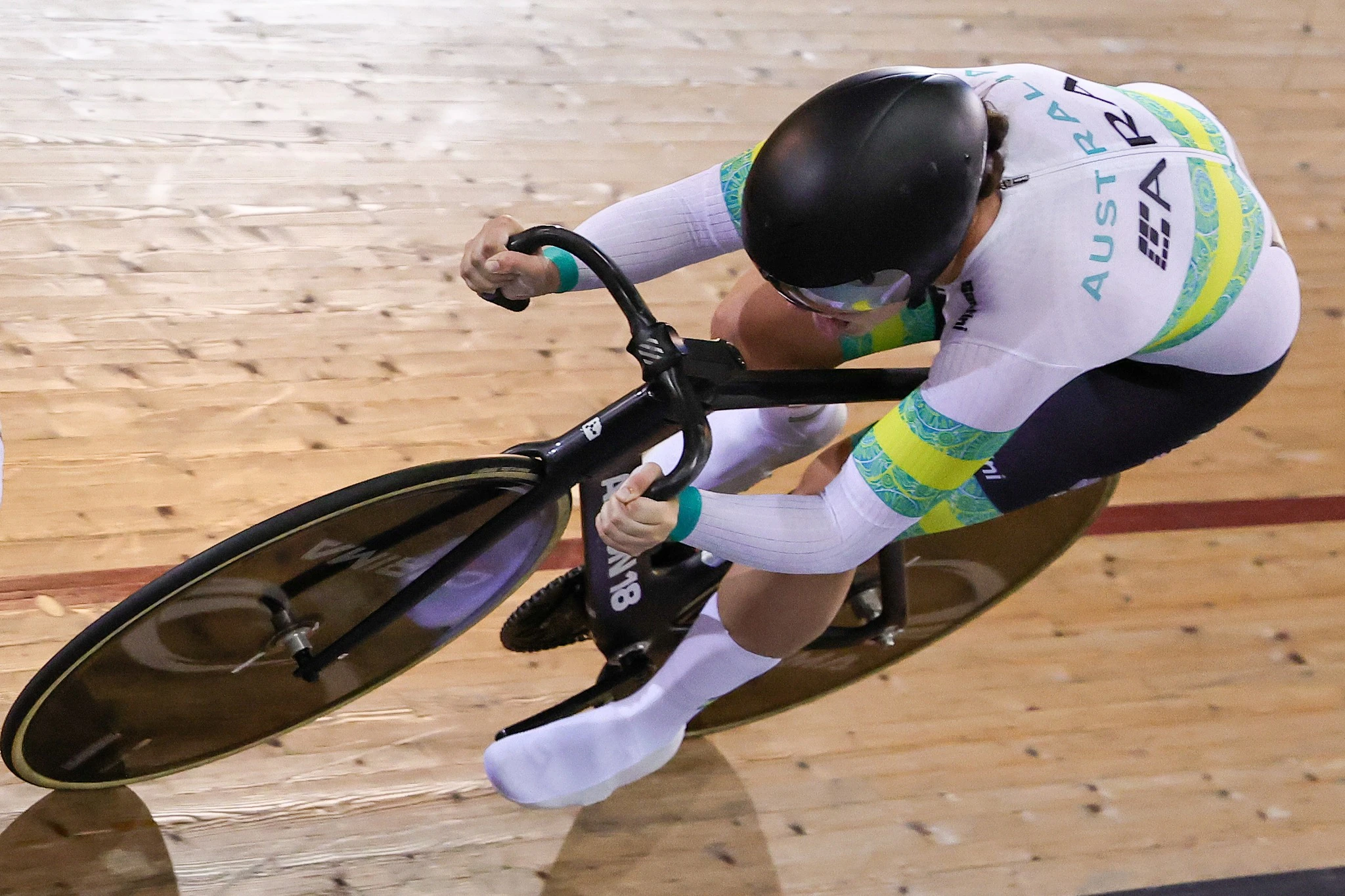 Kalinda Robinson of Australia during the Oceania track cycling championships at Grassroots Trust Velodrome in Cambridge, New Zealand on Wednesday February 14, 2024. (Photo by Aaron Gillions)