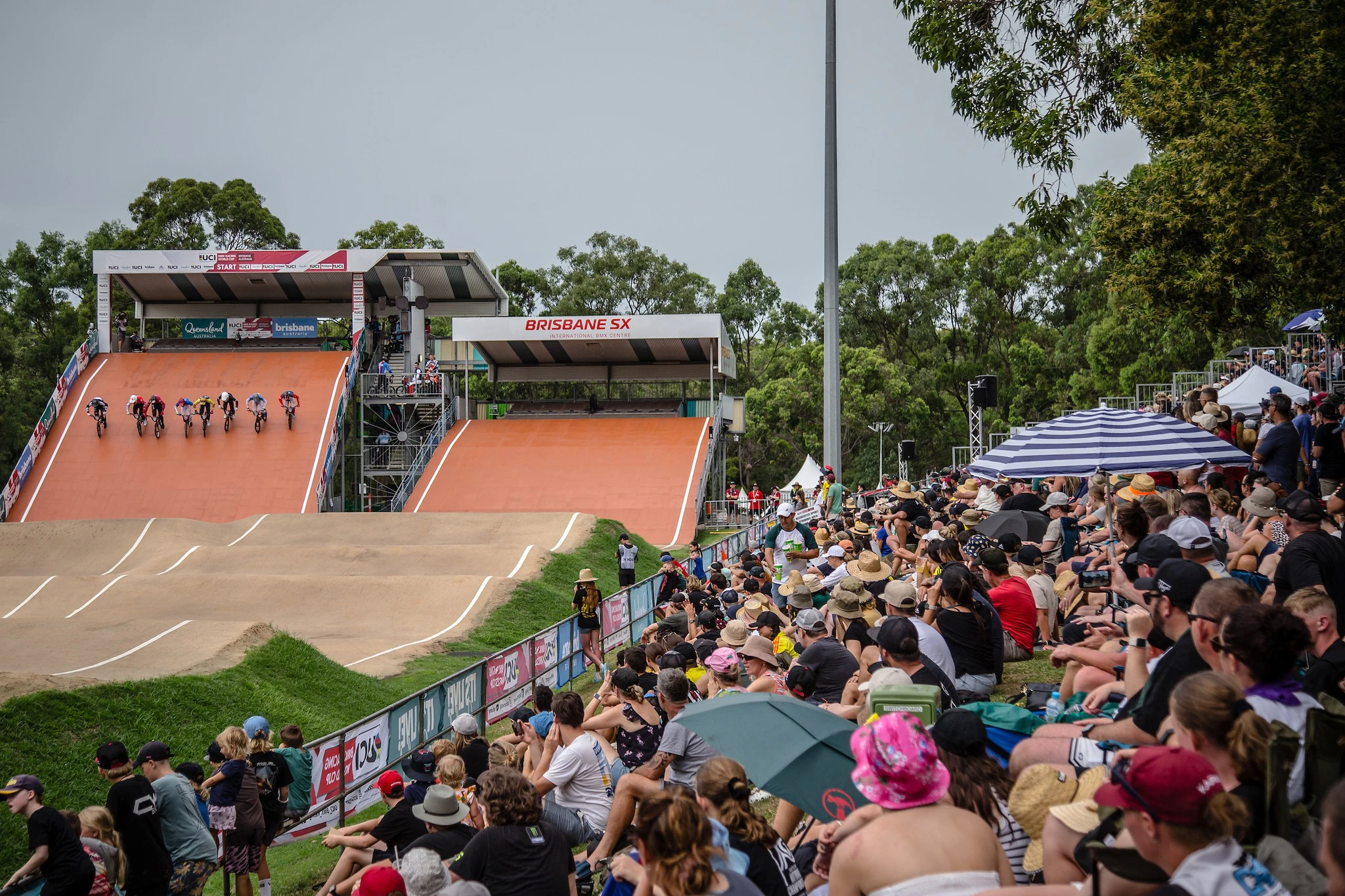 2024 UCI BMX Racing World Cup in Brisbane - Spectators watching a race start