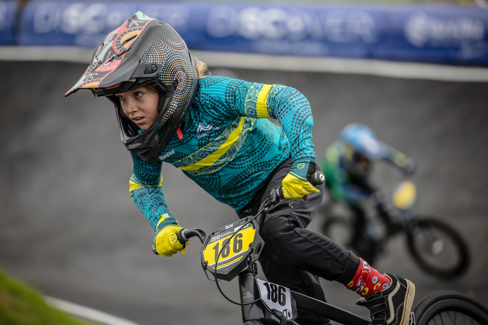 Judd Howard racing at the 2024 UCI BMX Racing World Challenge in Rock Hill, United States. Picture: UCI/Craig Dutton