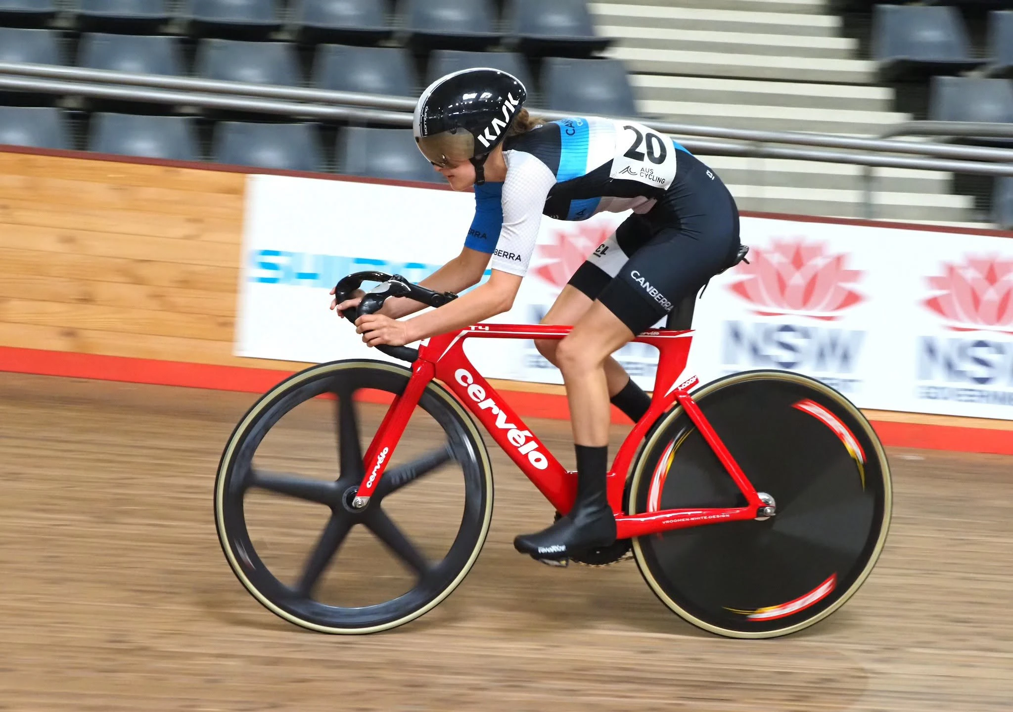 Canberra Cycling Club junior girl track cycling at Dunc Gray Velodrome in Sydney