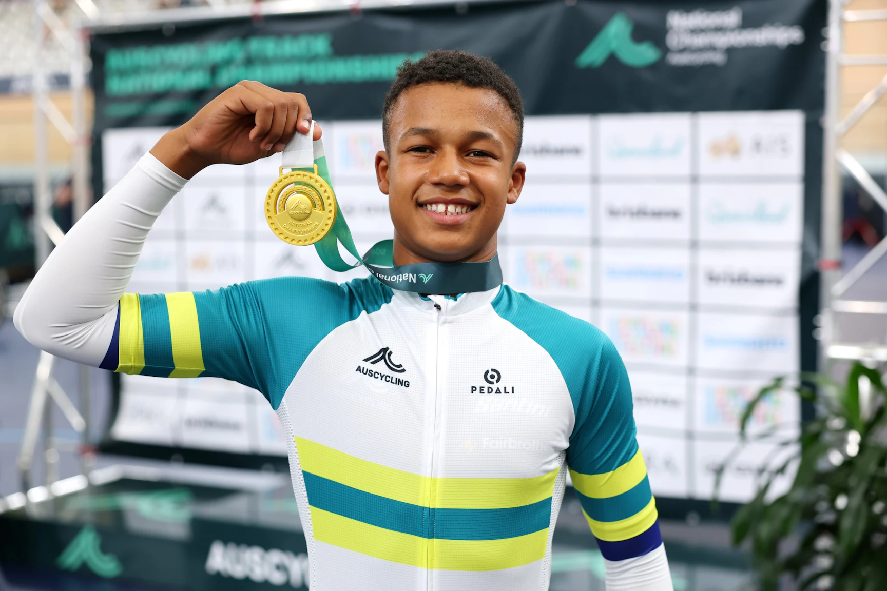 Adama Ouedraogo (VIC) 500m TT U15 Boys national champion at the 2026 AusCycling Junior Track National Championships in Brisbane. Picture: Con Chronis