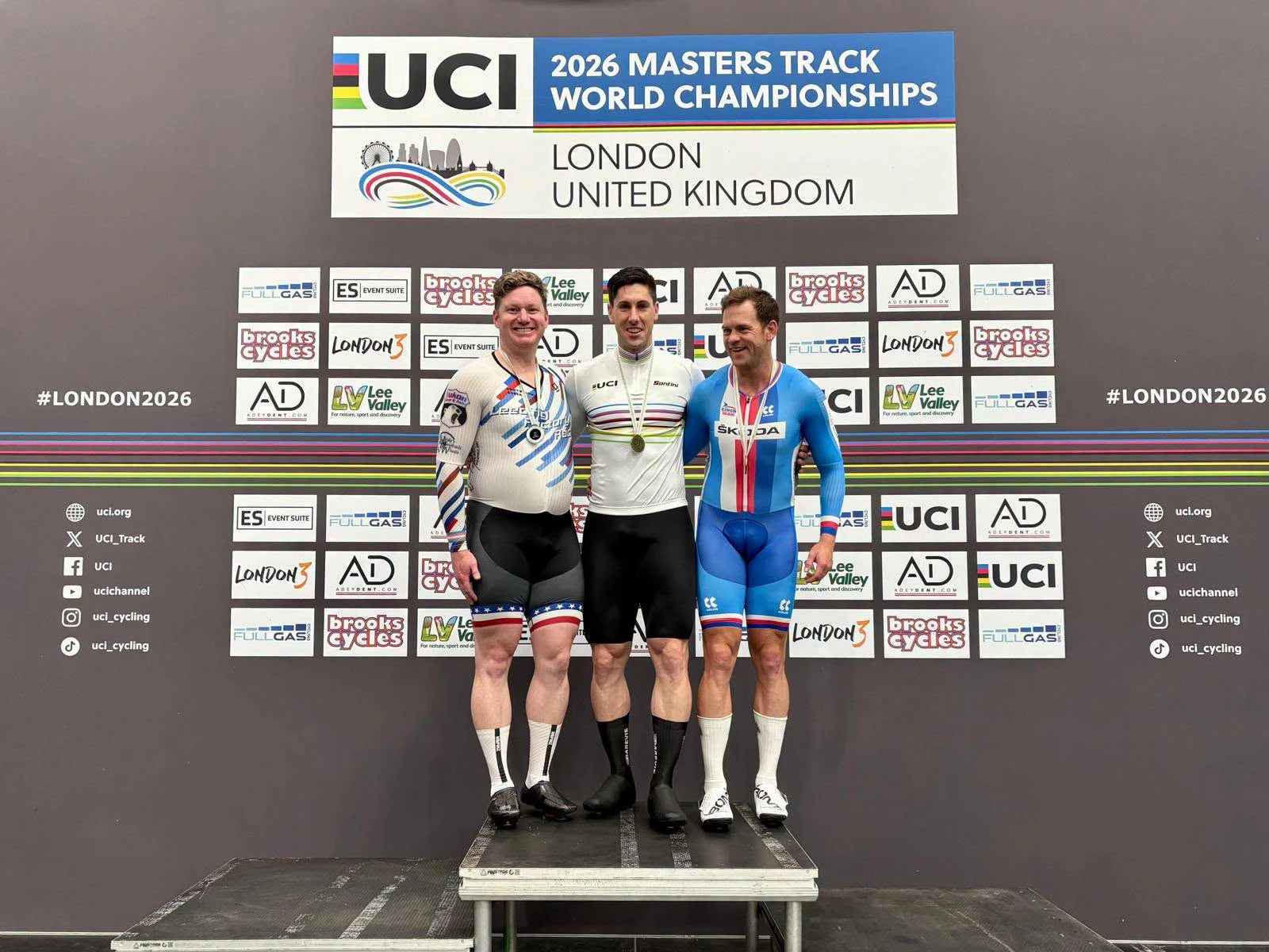 Alex Schaffer at the 2026 UCI Masters Track World Championships in London, England.