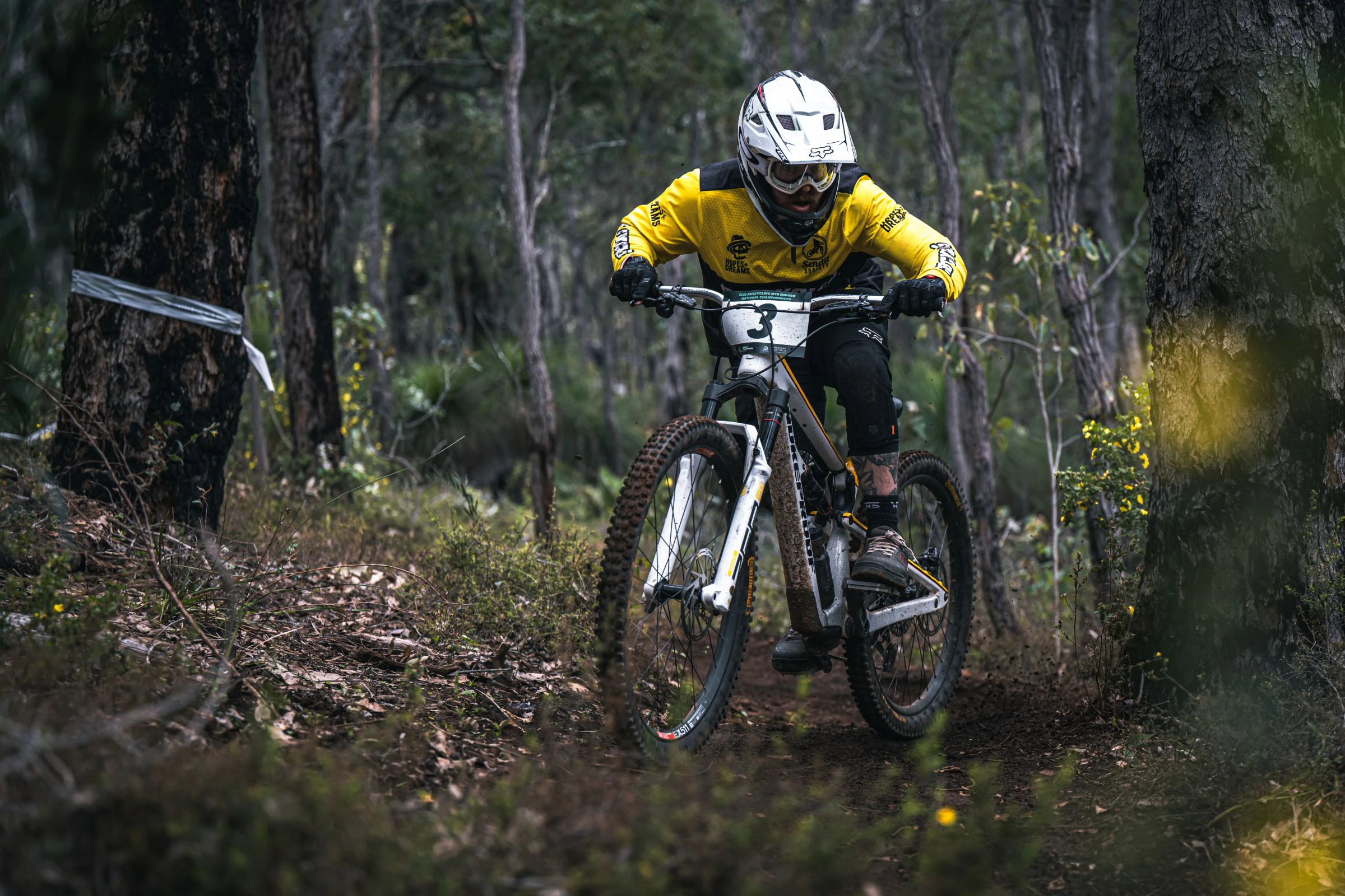 Rider in yellow jacket in Collie