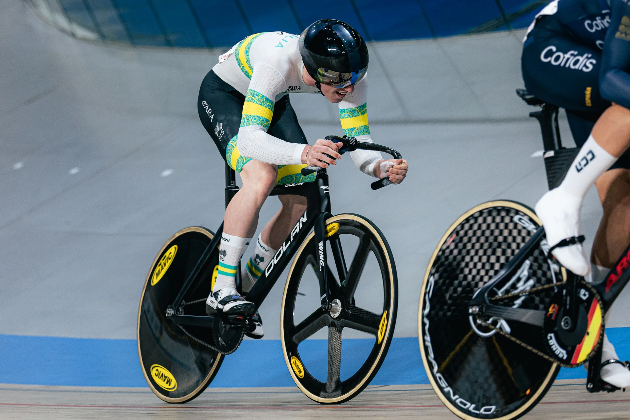 Angus Withington racing at the 2025 UCI Junior Track World Championships in Apeldoorn, Netherlands. Picture: Alex Whitehead/SWpix.com