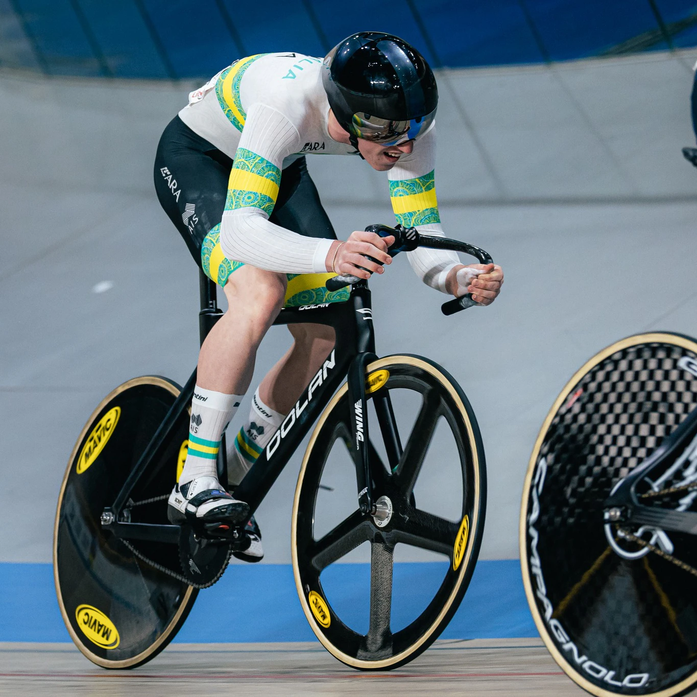 Angus Withington racing at the 2025 UCI Junior Track World Championships in Apeldoorn, Netherlands. Picture: Alex Whitehead/SWpix.com