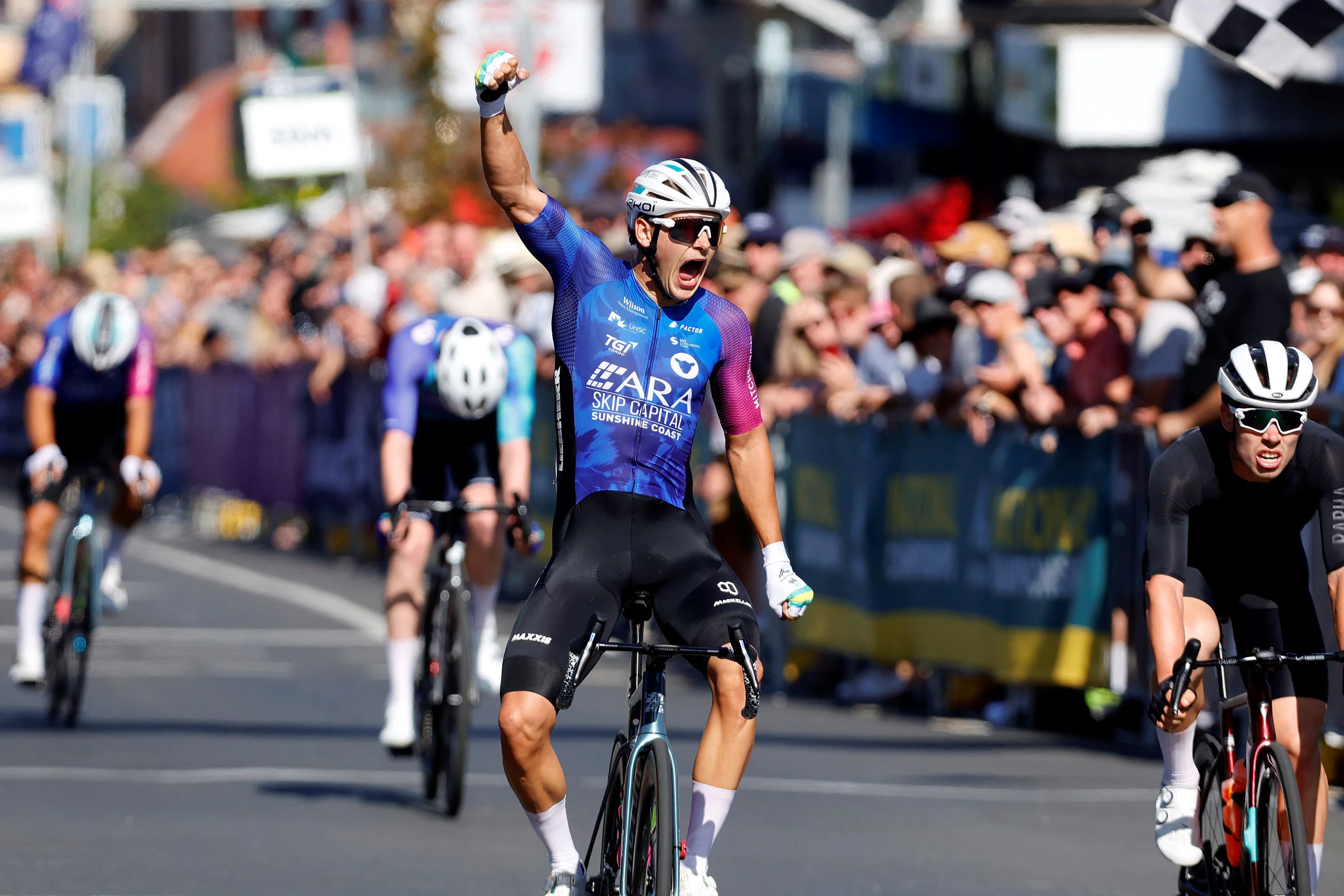 Blake Agnoletto was pumped to win the U23 men's criterium national title in 2024 in Ballarat