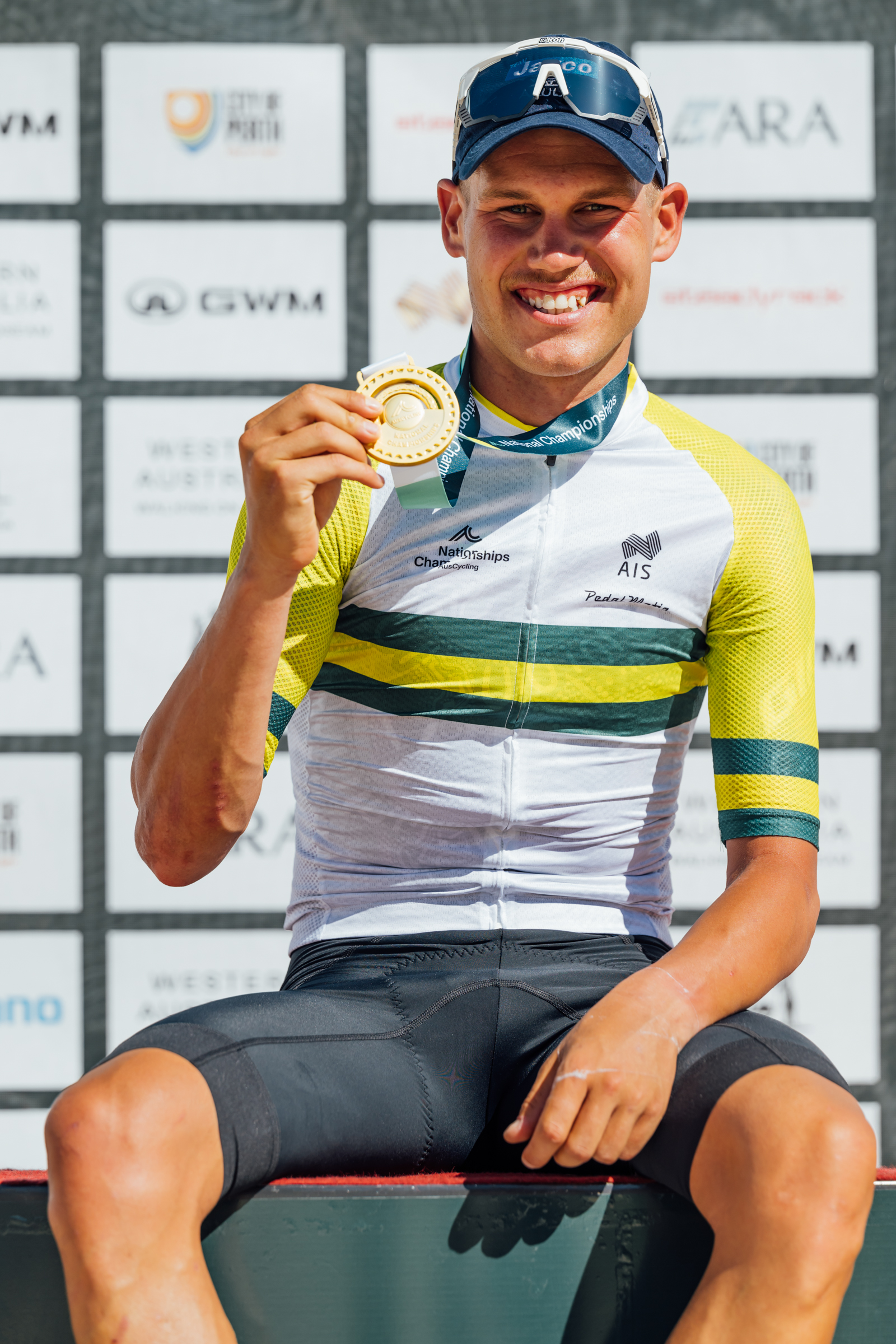 Luke Plapp after winning the elite men's time trial at the 2025 AusCycling Road National Championships. Picture: Chris Auld