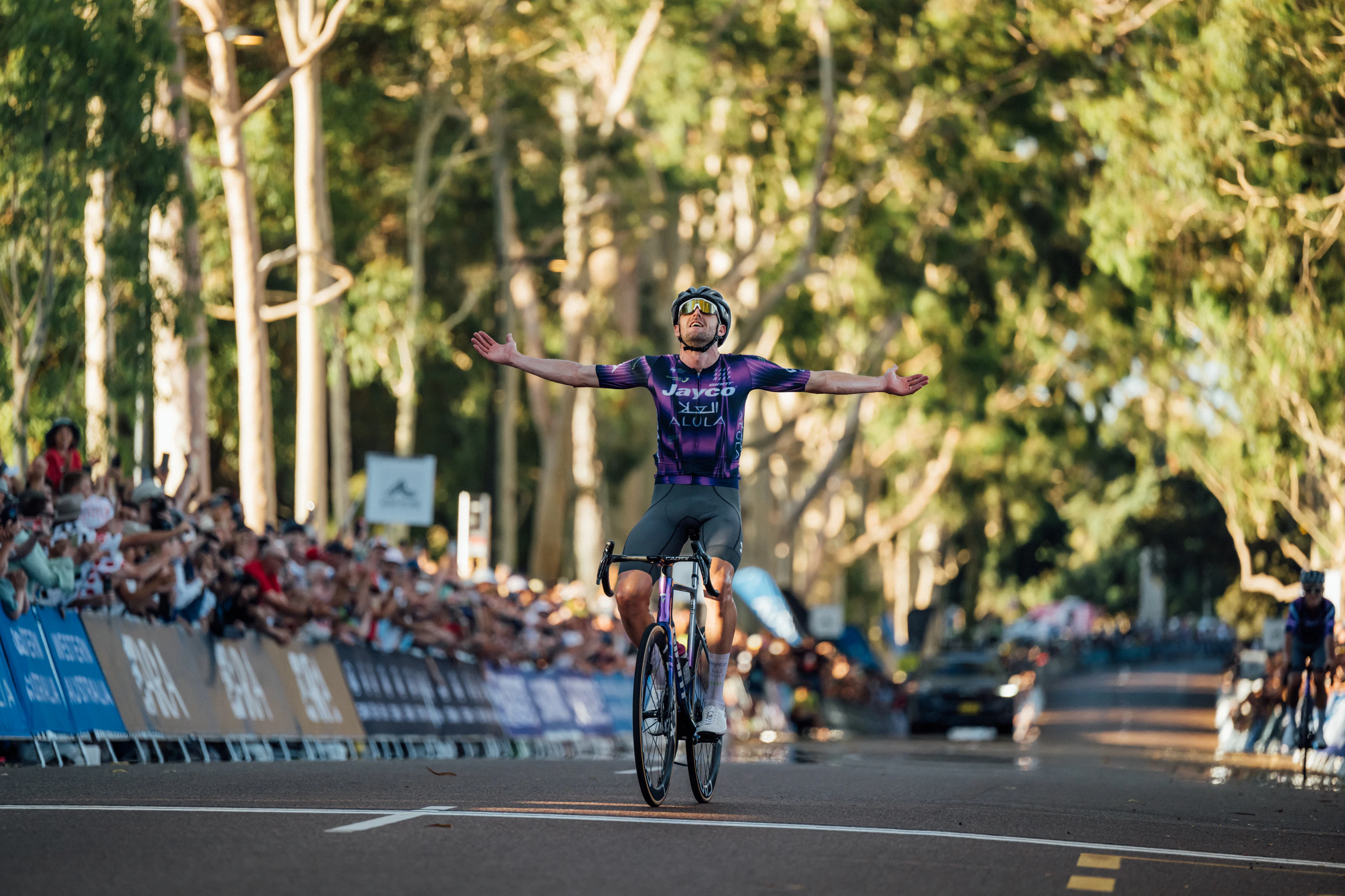 Luke Durbridge winning the elite men's road race national championship at the 2025 AusCycling Road National Championships in Perth. Picture: Chris Auld