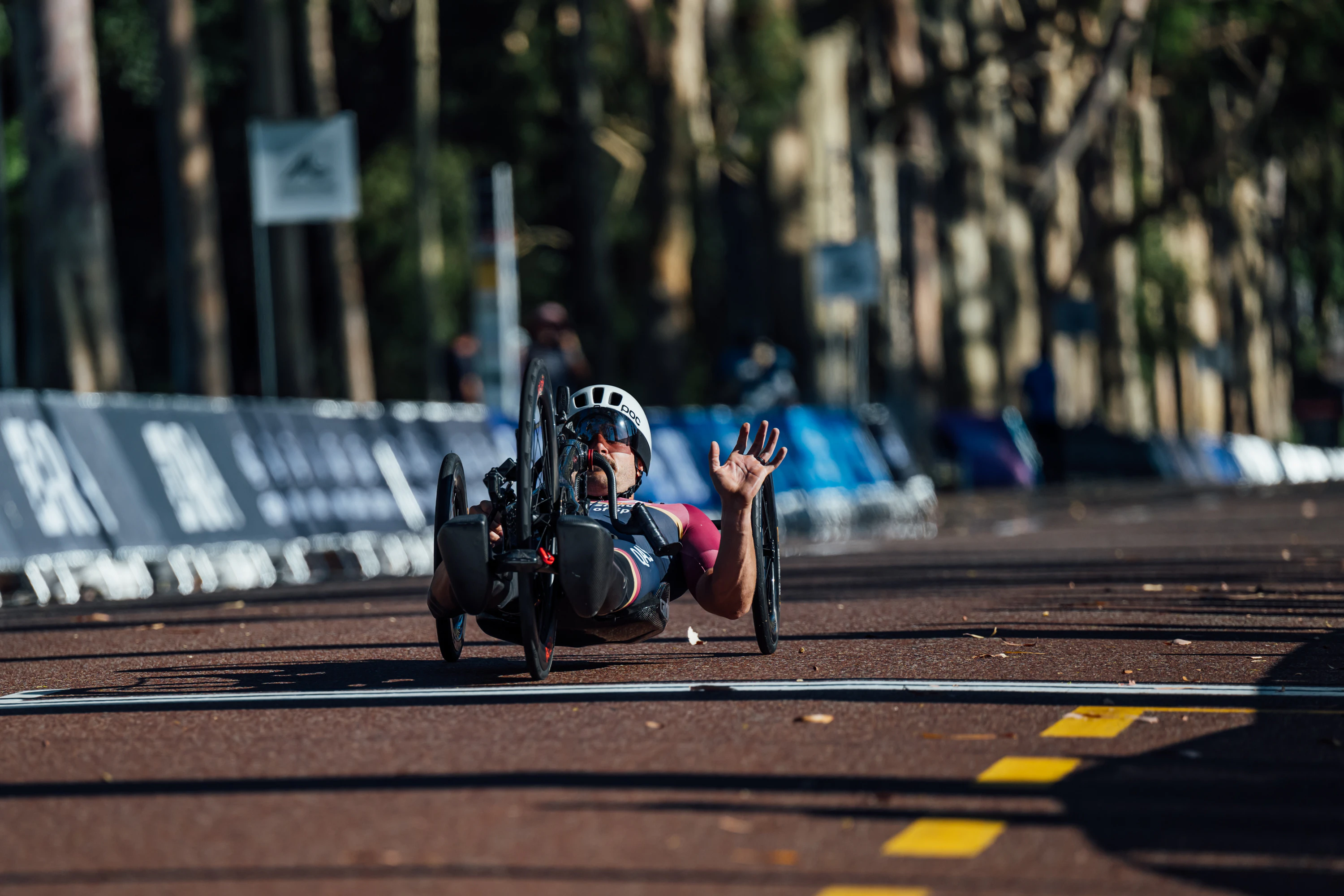 Alex Welsh finishing the H4 road race at the 2025 AusCycling Road National Championships. Picture: Chris Auld
