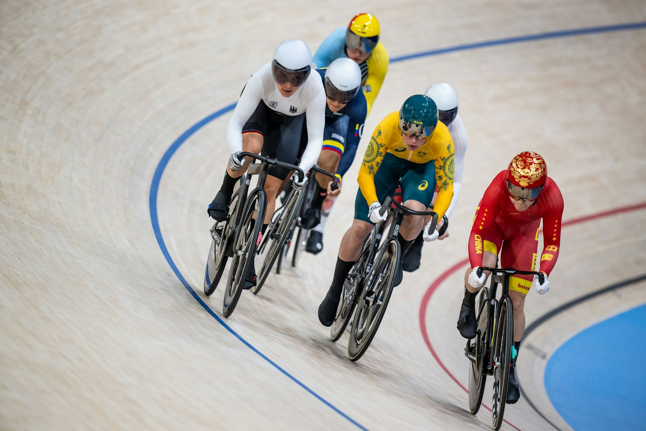 Australian cyclist Kristina Clonan competes in the women's keirin quarterfinal during the Paris 2024 Olympic Games
