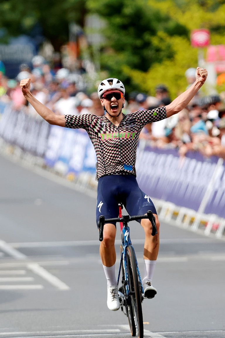 Fergus Browning wins the 2024 AusCycling Road National Championships under-23 men's road race in Ballarat