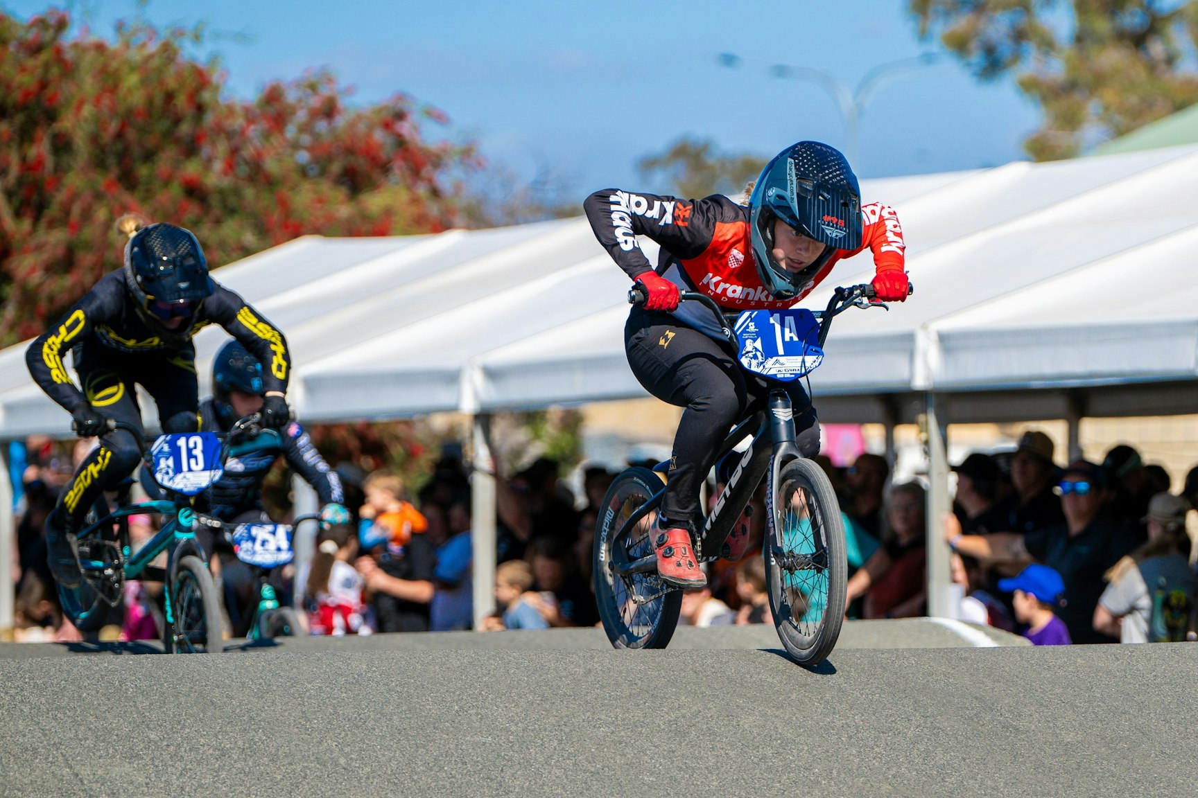 Isla Basa racing at the 2024 GWM BMX Racing National Championships at Westside BMX Club in Perth. Picture: Get Snapt