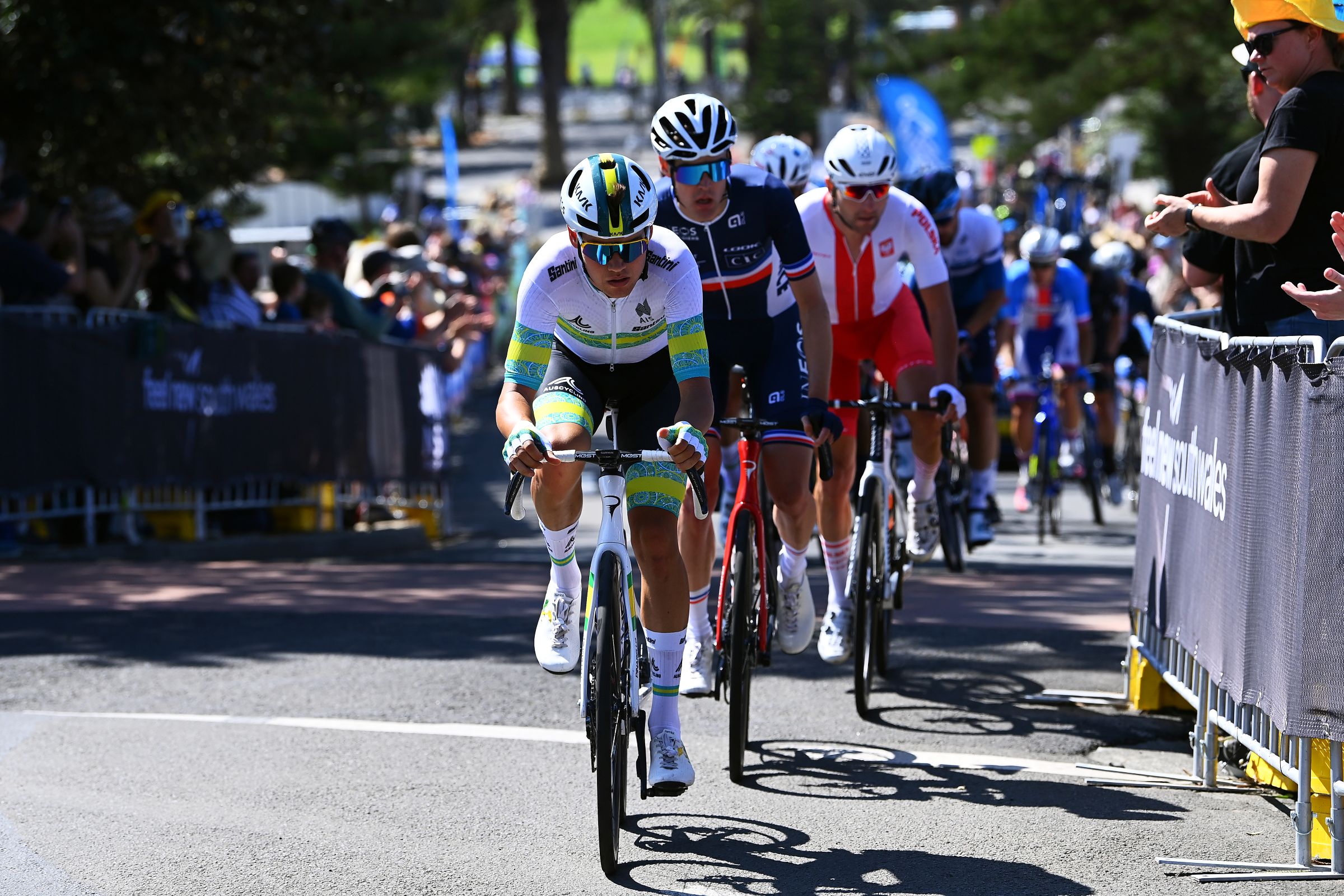 Australian road cyclist Luke (Lucas) Plapp riding at the UCI Road World Championship in Wollongong in 2022