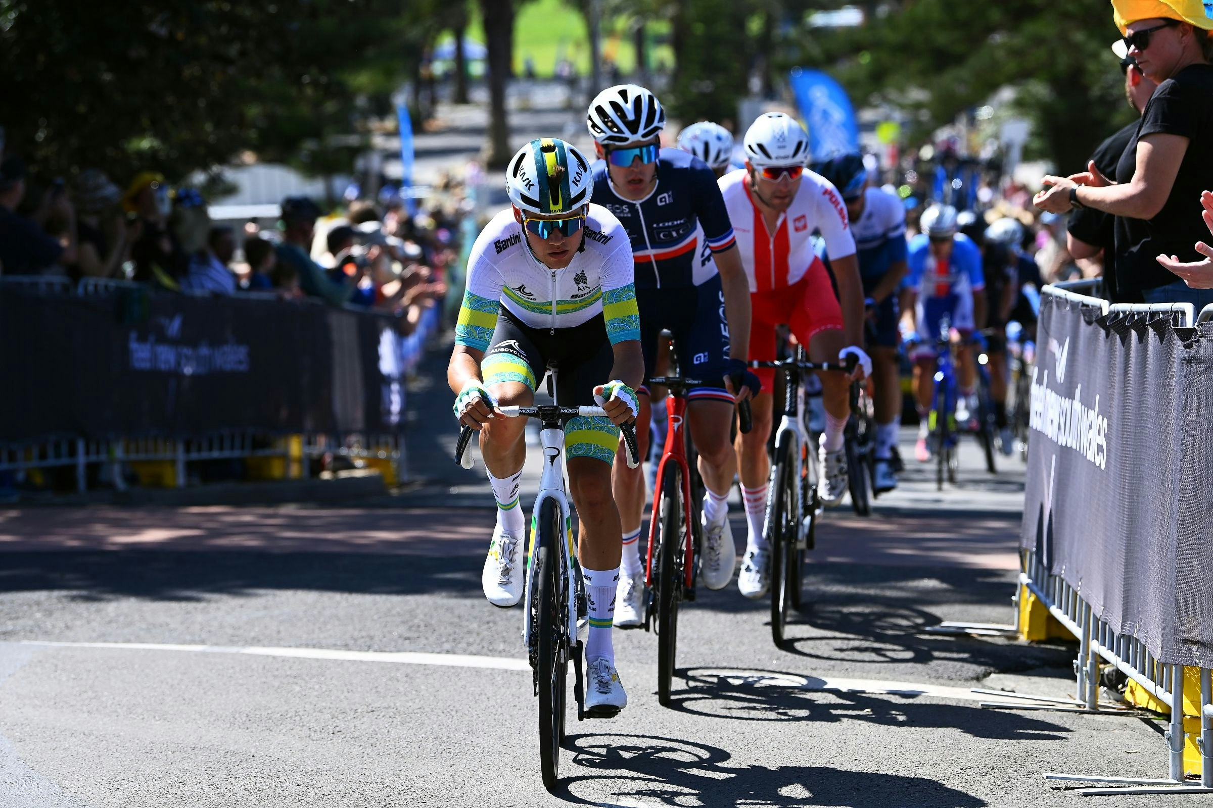 Australian road cyclist Luke (Lucas) Plapp riding at the UCI Road World Championship in Wollongong in 2022