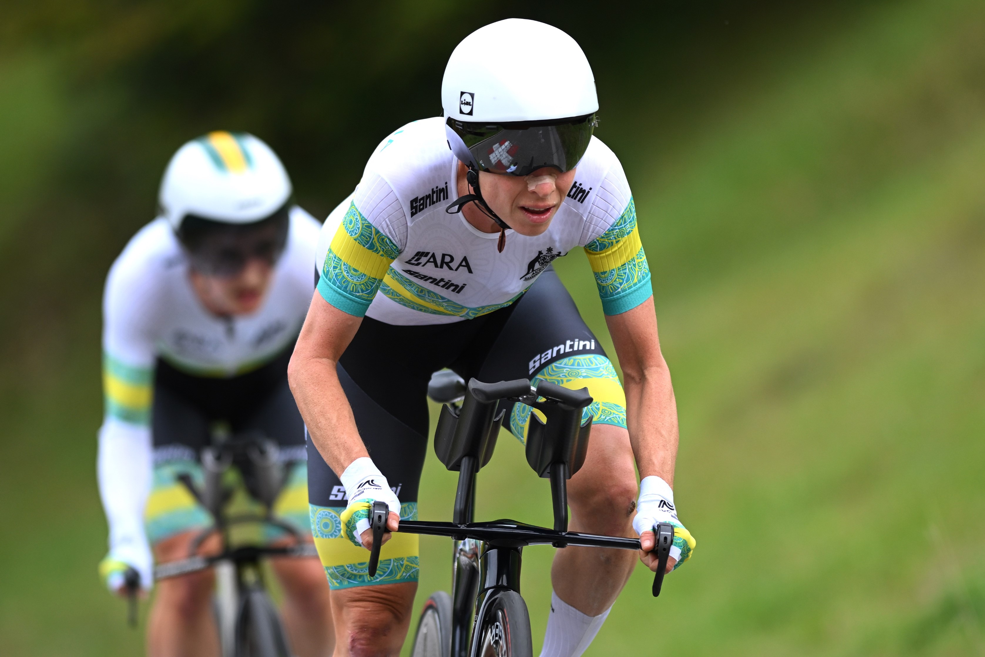 Australian cyclist Brodie Chapman in the mixed relay team time trial for the ARA Australian Cycling Team at the 2024 UCI Road World Championships in Zurich