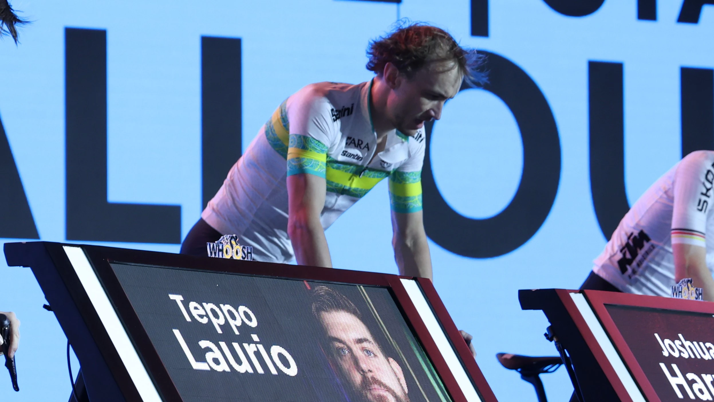 ARA Australian Cycling Team athlete Josh Harris during the 2024 UCI Cycling Esports World Championships in Abu Dhabi, United Arab Emirates (UAE) on MyWhoosh. (Photo by MyWhoosh)