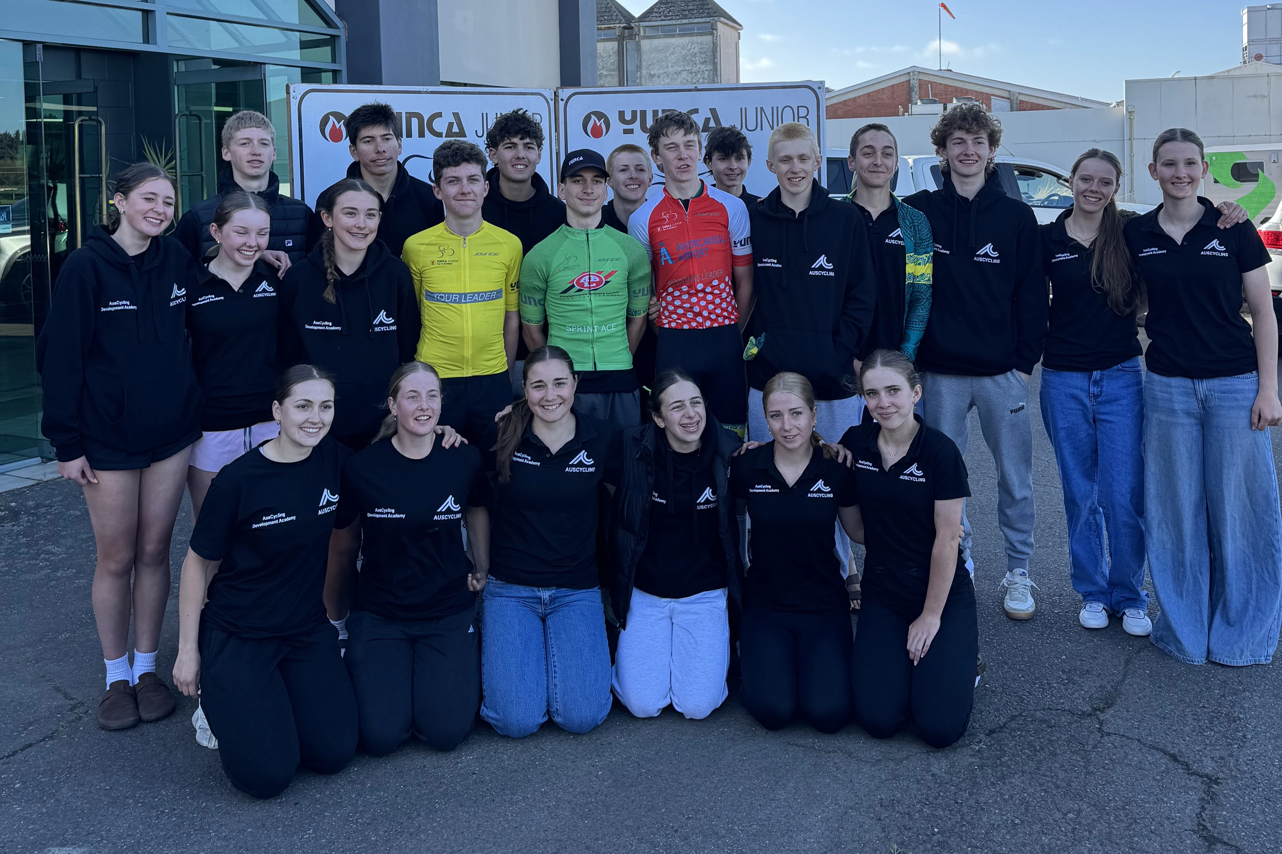 2026 AusCycling Road Development Academy team at Yunca Junior Tour of Southland.