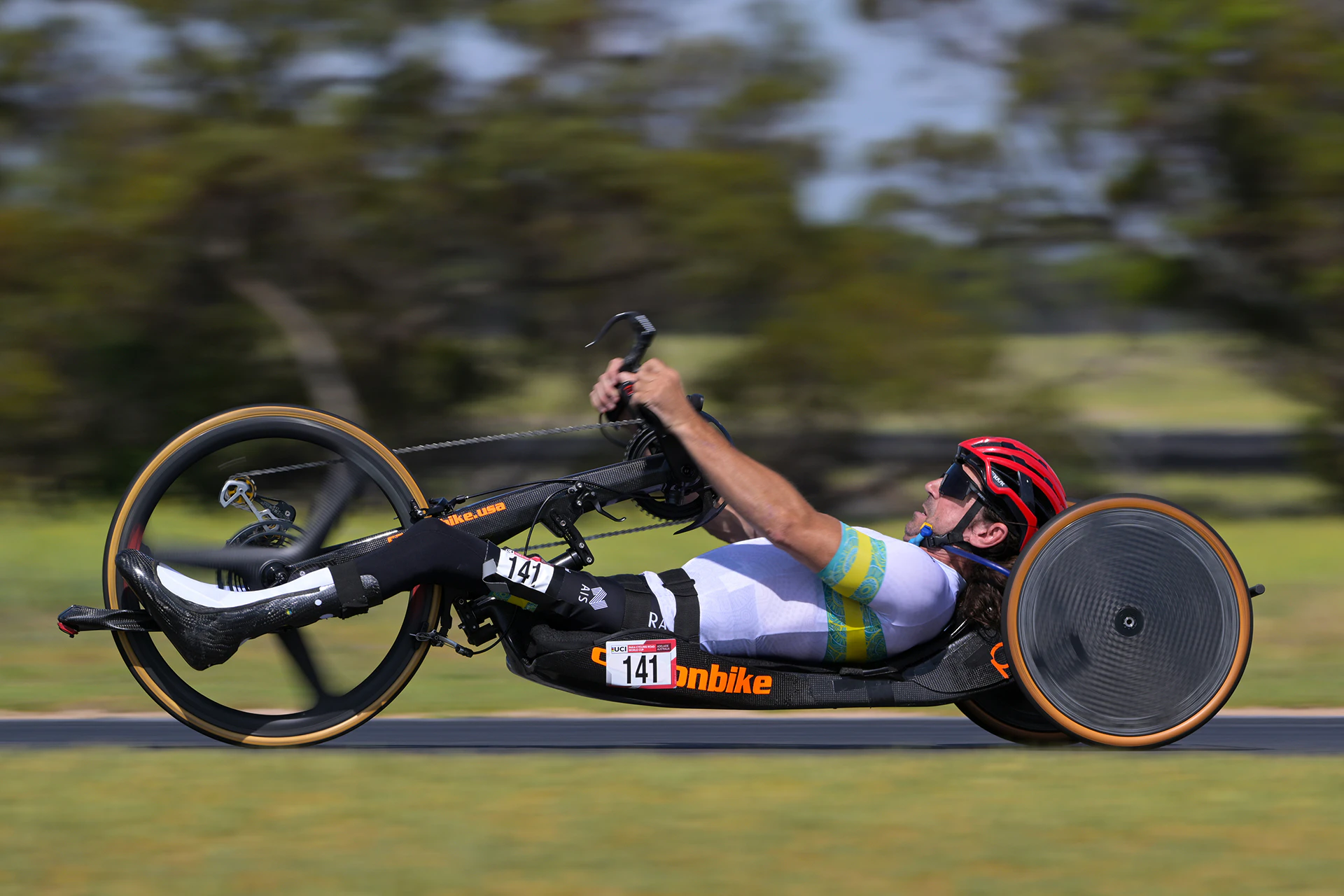 Grant Allen racing for the ARA Australian Cycling Team at the 2024 UCI Para-cycling Road World Cup in Adelaide. Picture: Jean-Baptiste Benavent