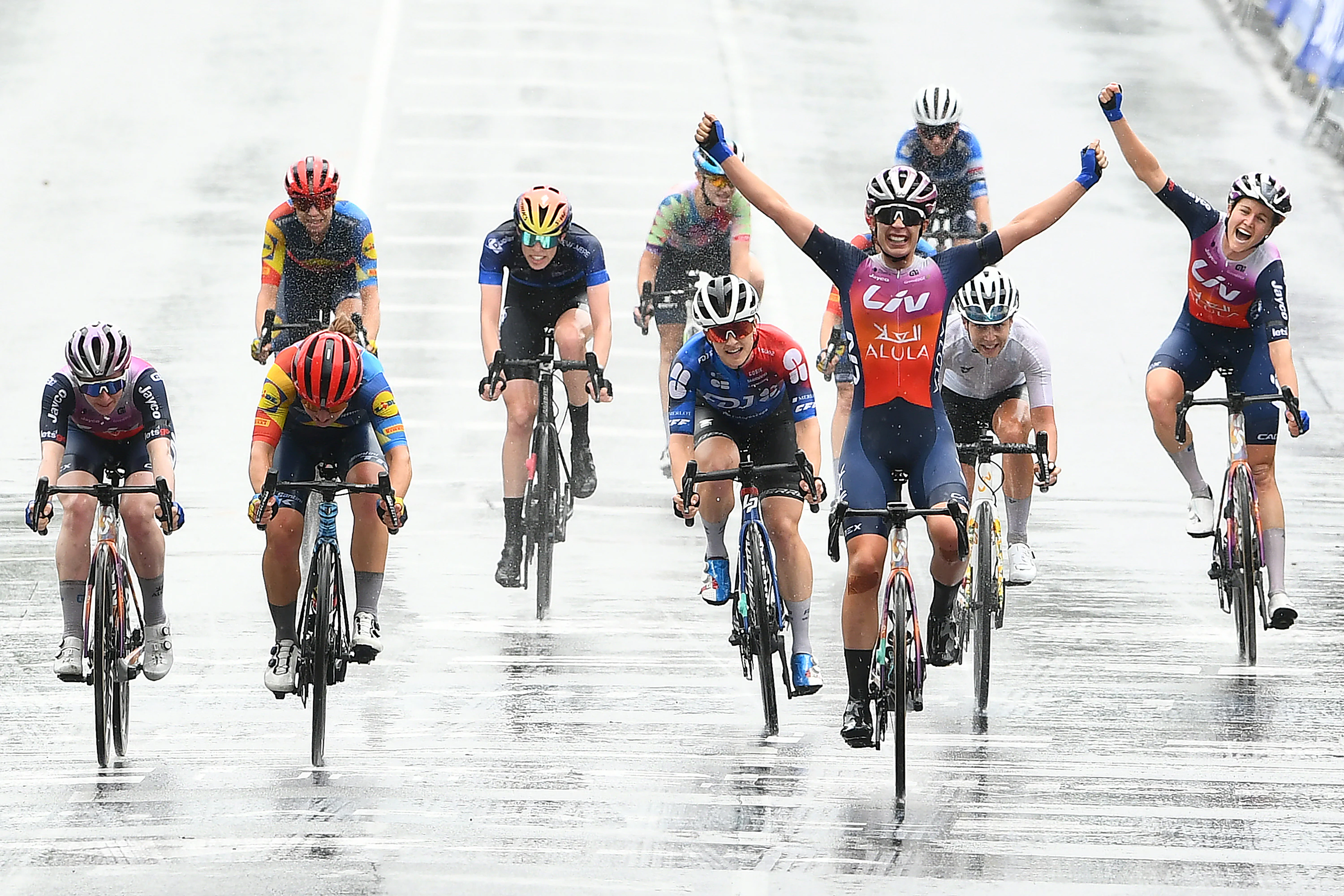 Ruby Roseman-Gannon wins the 2024 AusCycling elite women Road Race National Championship in Ballarat in the wet