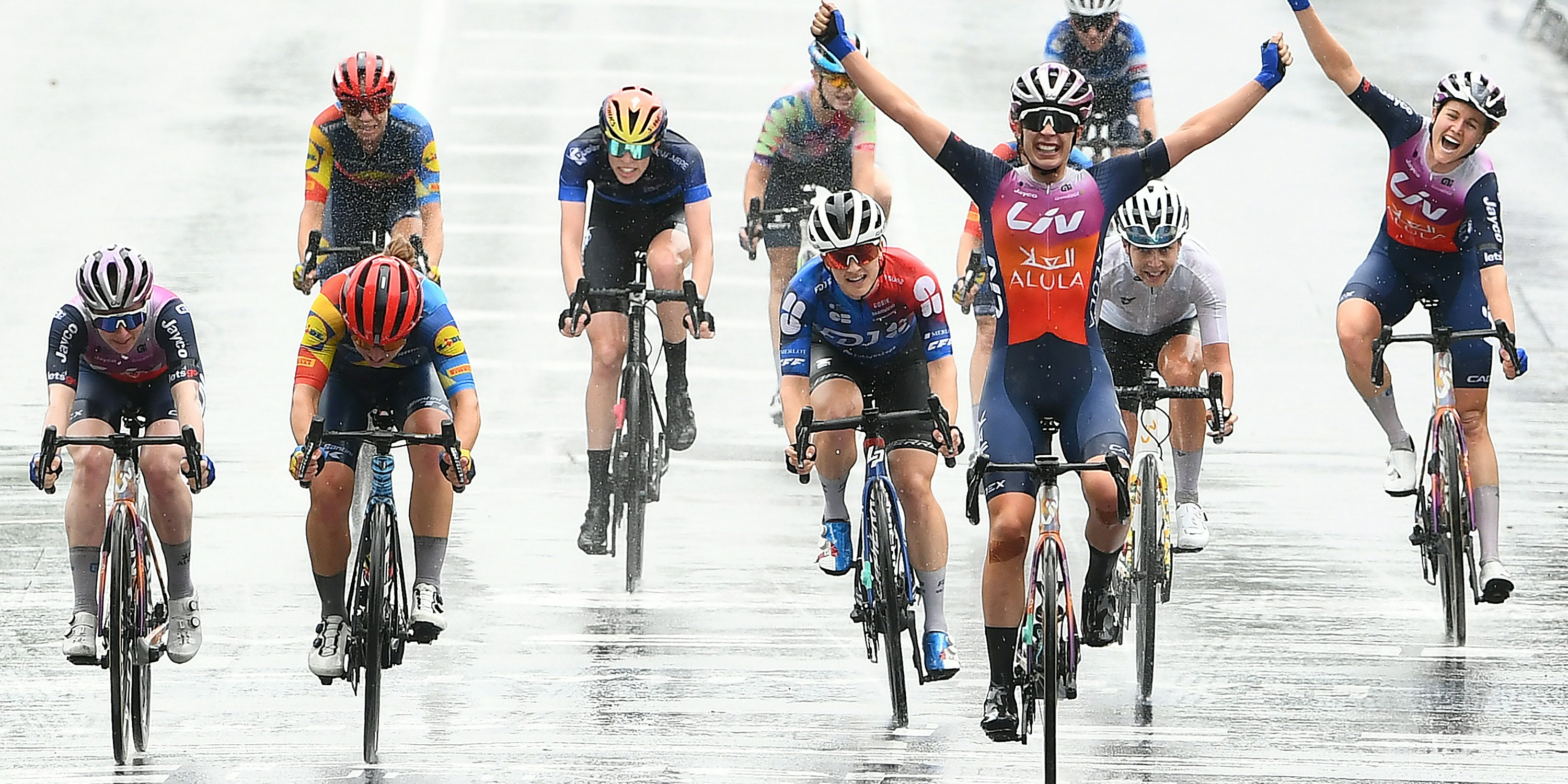 Ruby Roseman-Gannon wins the 2024 AusCycling elite women Road Race National Championship in Ballarat in the wet