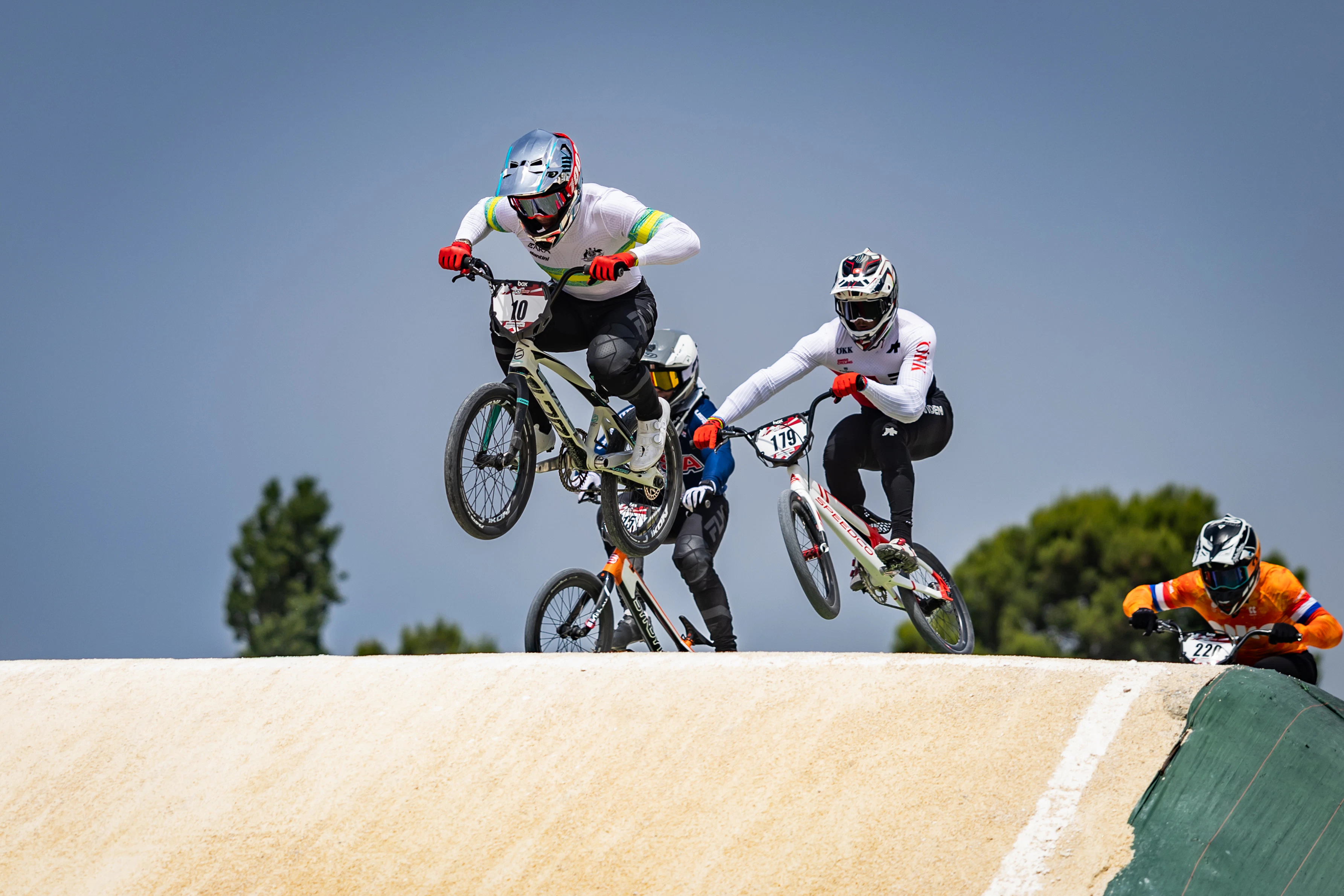 Izaac Kennedy racing in Round 1 of the 2025 UCI BMX Racing World Cup at Sarrians, France - ARA Australian Cycling Team. Picture: Navada Photography