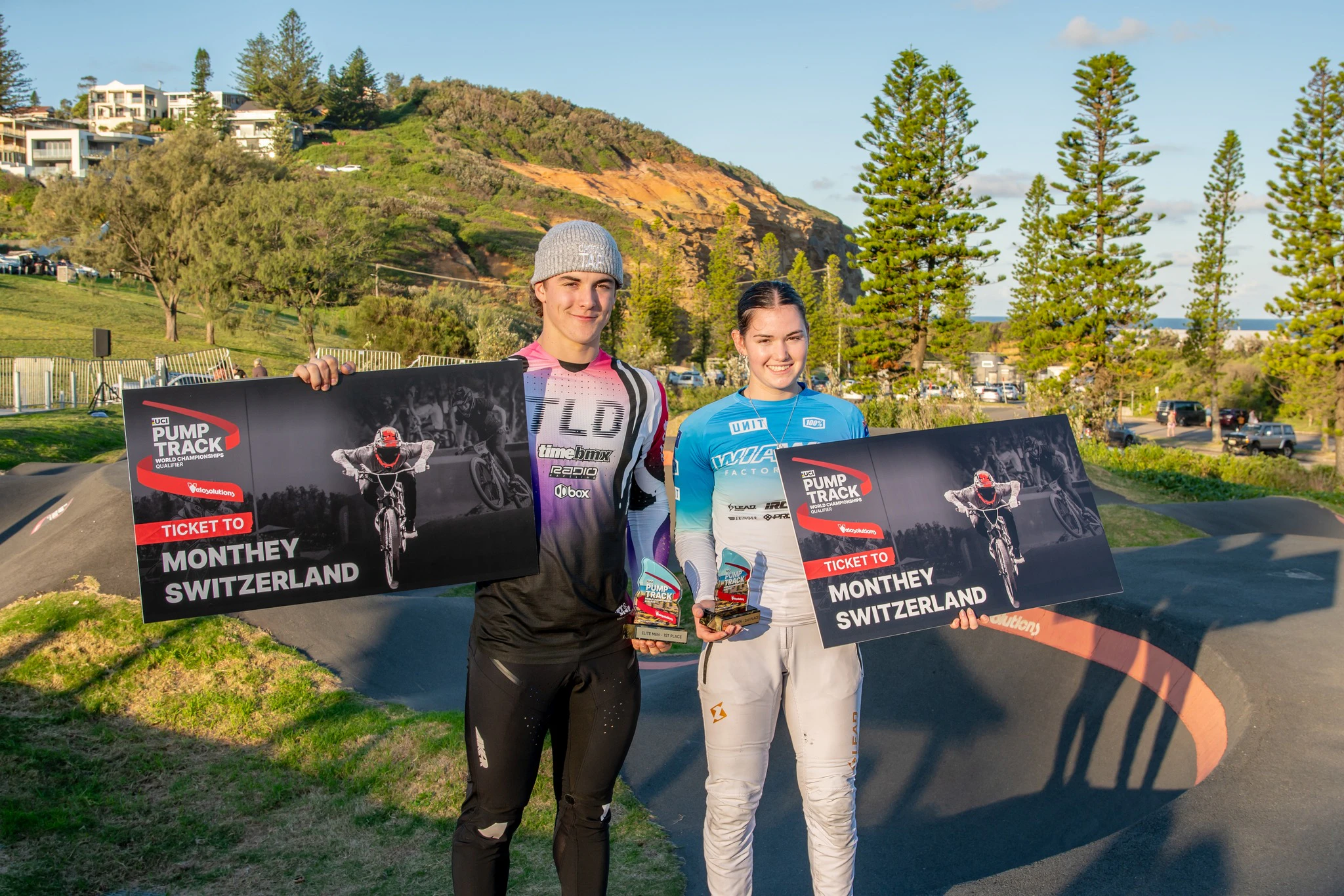 Josh Jolly and Charli Guy have qualified for the Velosolutions 2025 UCI Pump Track World Championships in Monthey, Switzerland. Picture: Mitch Ramm