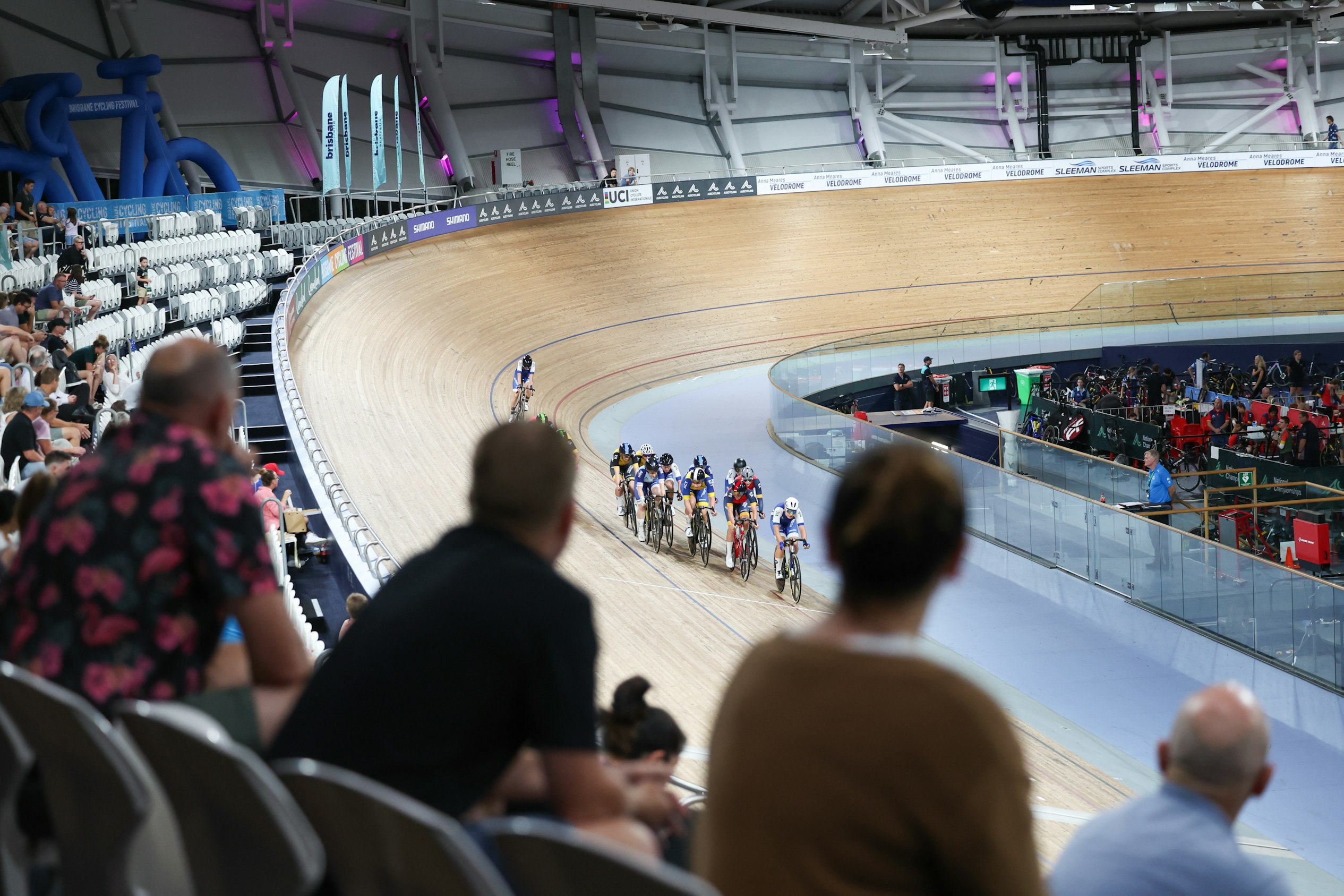 Spectators look on during the 2025 AusCycling Track National Championships at Anna Meares Velodrome in Brisbane. Picture: Mackenzie Sweetnam