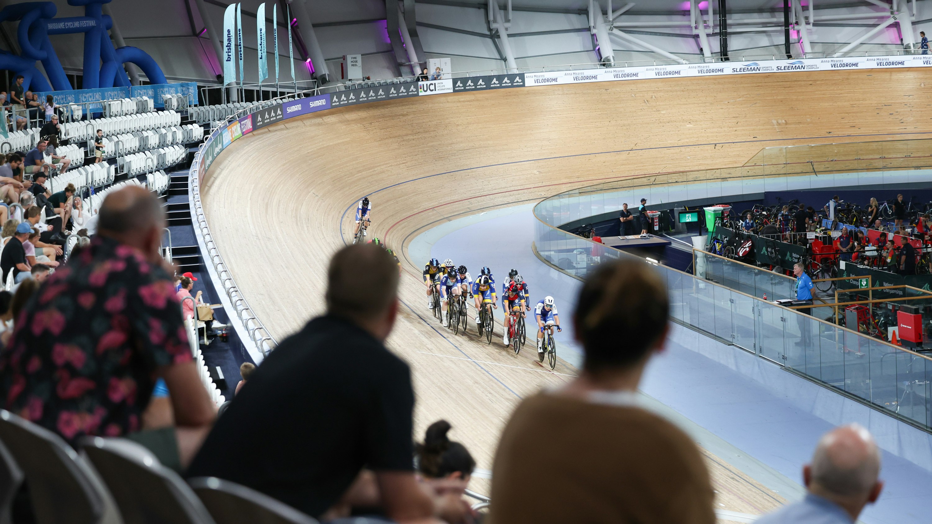 Spectators look on during the 2025 AusCycling Track National Championships at Anna Meares Velodrome in Brisbane. Picture: Mackenzie Sweetnam