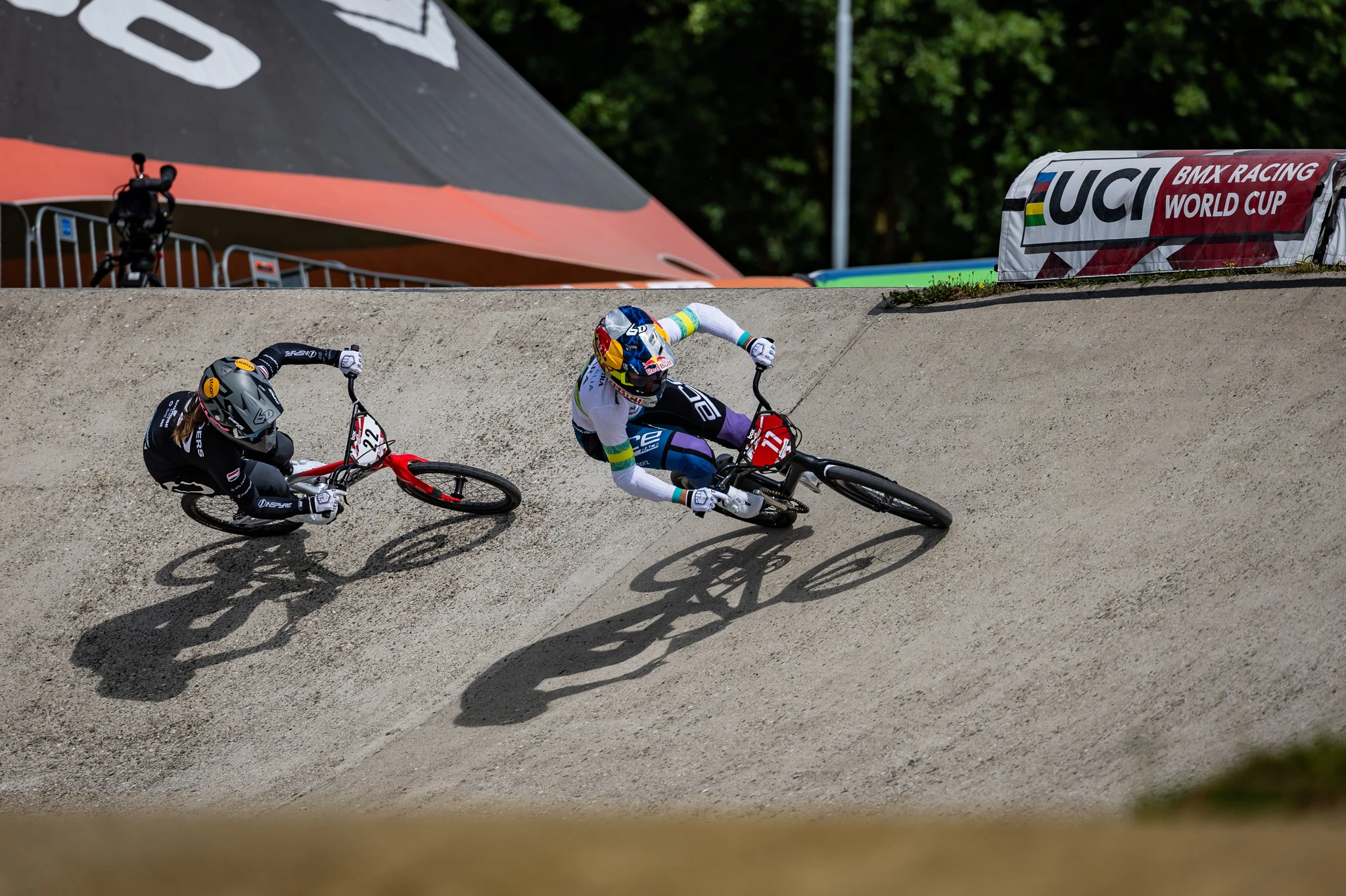 Saya Sakakibara racing at the 2025 UCI BMX Racing World Cup in Papendal, Netherlands. Picture: Navada Photography
