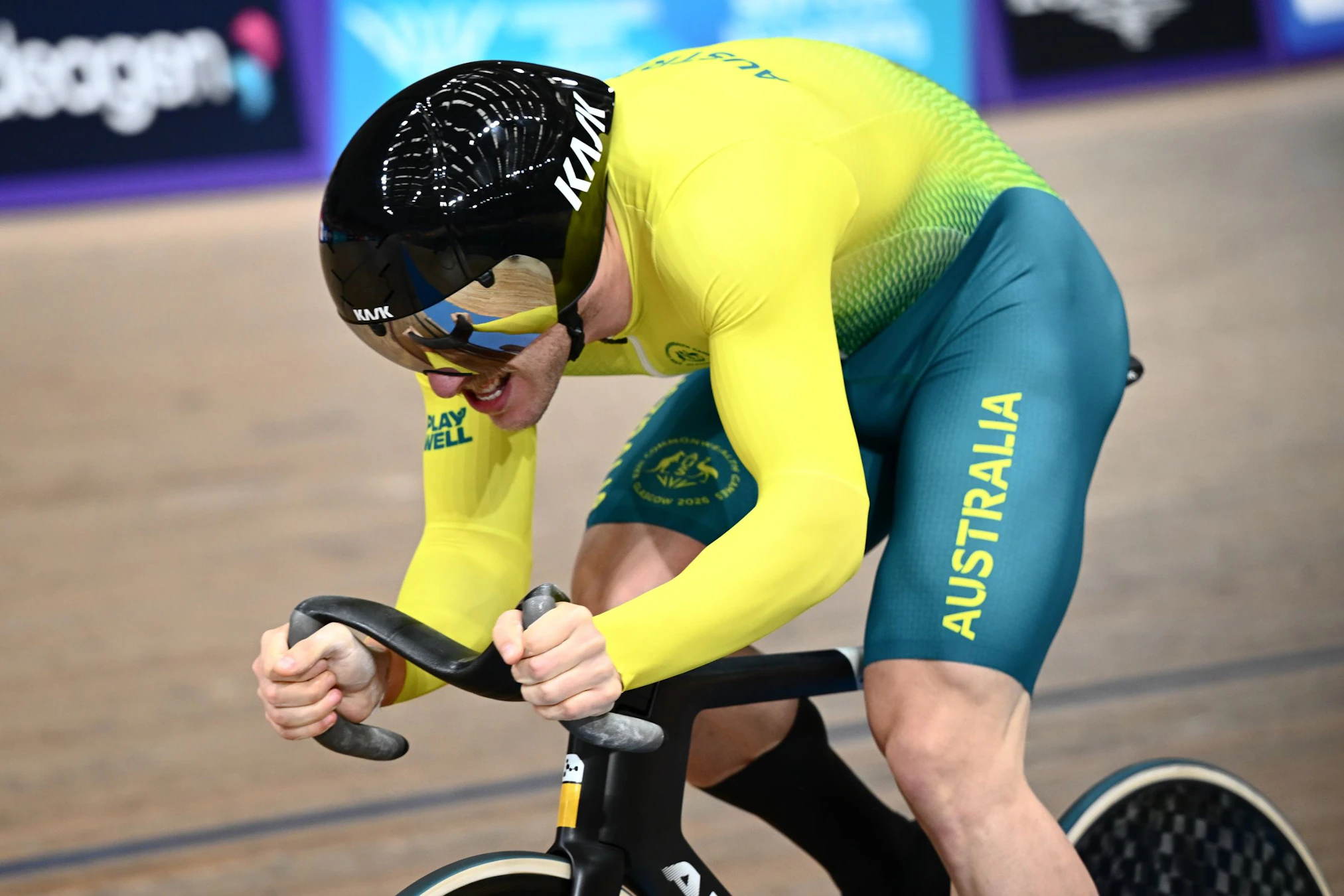 Leigh Hoffman of Australia during the men's 1 kilometre time trial at the Glasgow 2026 Commonwealth Games.