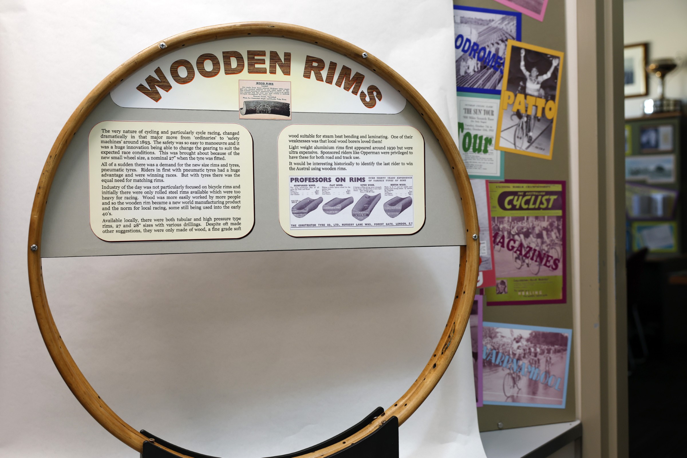 Wooden rims, part of the AusCycling Victorian History Archive managed by the AusCycling History and Heritage Victorian sub-committee