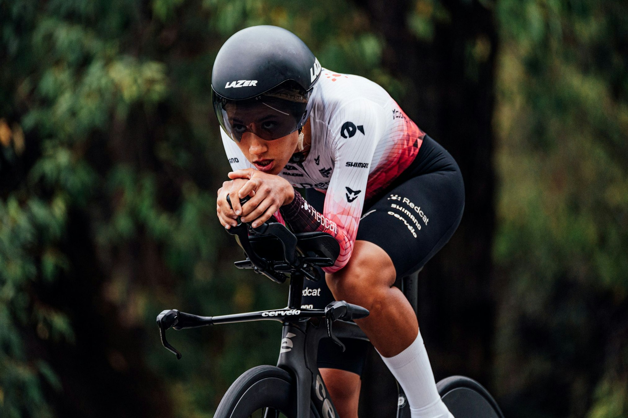 Sophia Sammons during the under-23 women individual time trial at the 2026 Westbridge Funds Road National Championships in Perth