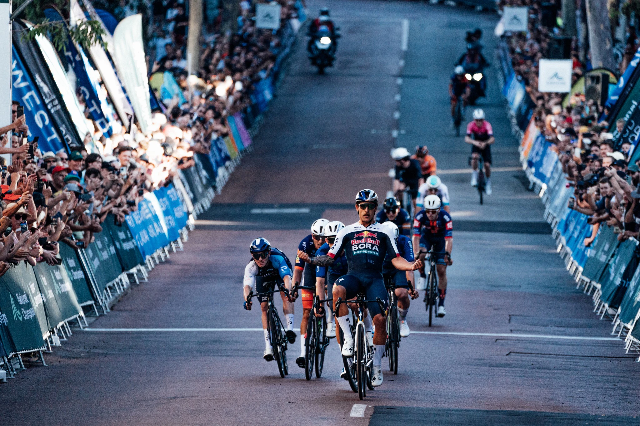 Sam Welsford winning the elite men's criterium at the 2025 AusCycling Road National Championships. Picture: ZW Photography