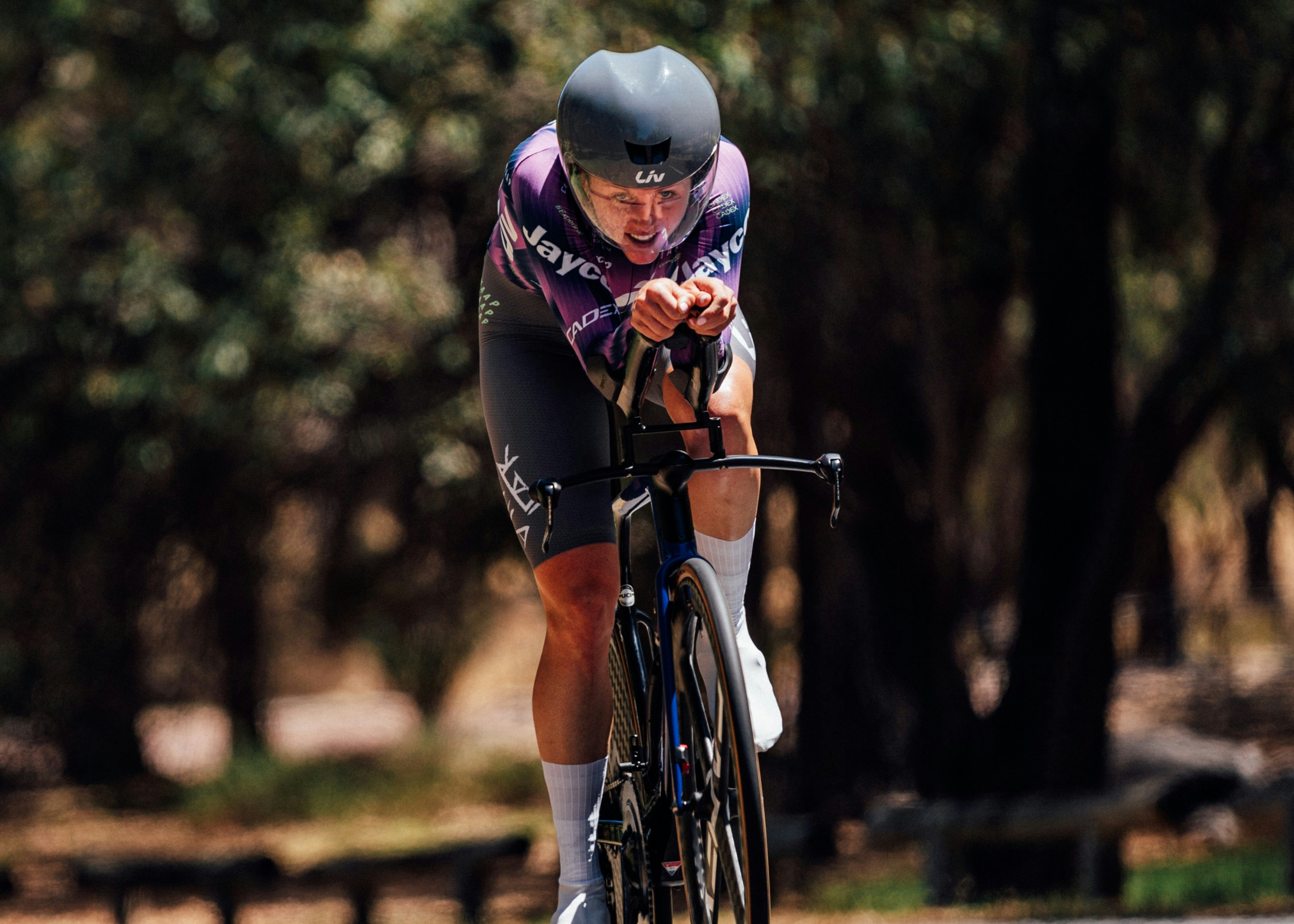 Amber Pate competing in the AusCycling individual time trial ITT national championship in 2025 in Perth