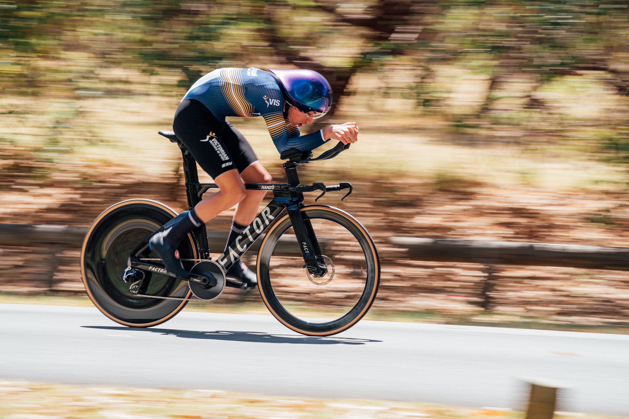 Max Goold racing in the junior men's time trial at the 2025 AusCycling Road National Championships in Perth. Picture: ZW Photography